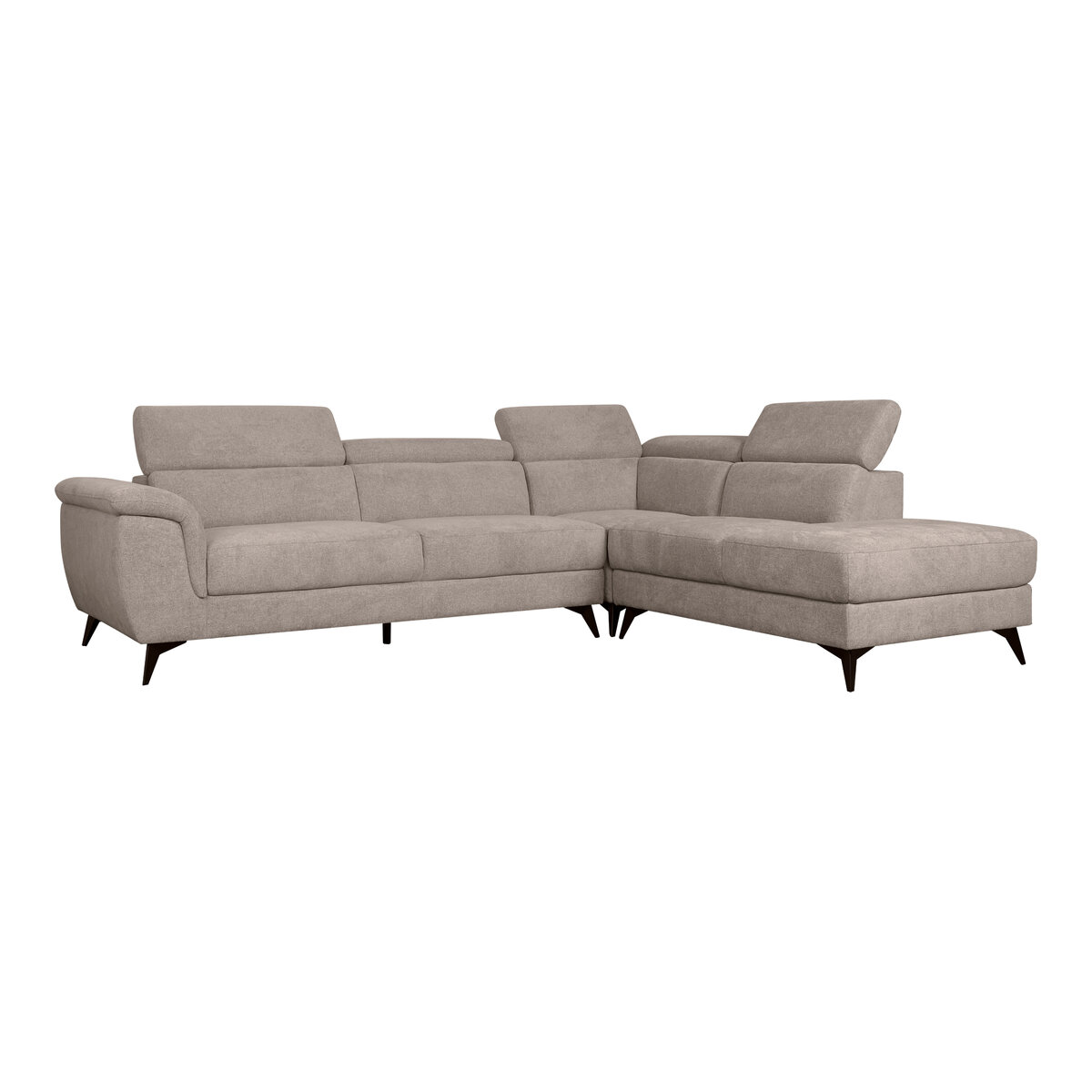 Ecksofa Sibet Rechts Taupe - mit OEKO-TEX Bezug & Kopfstütze