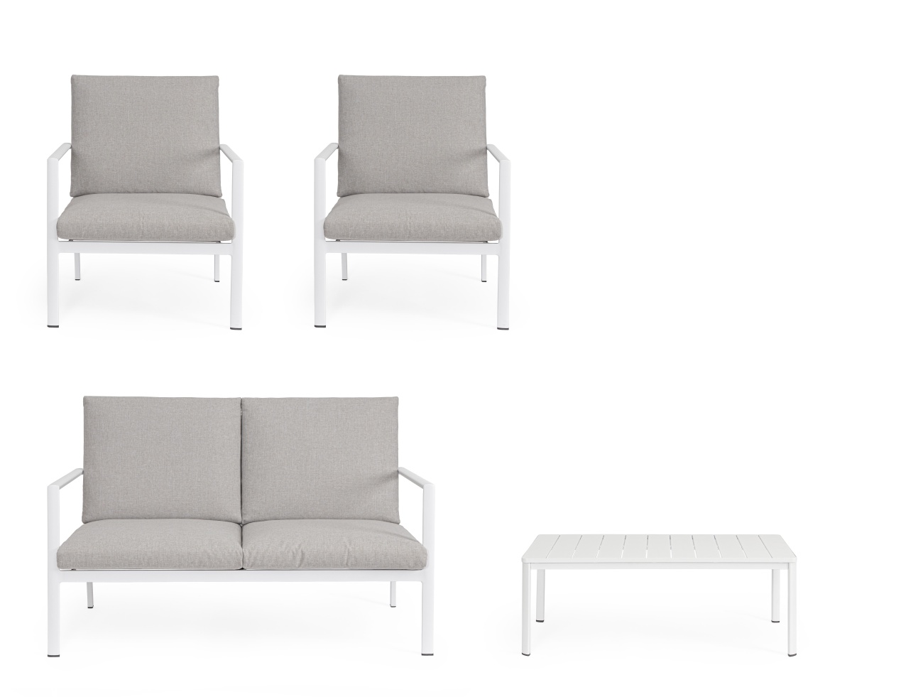 Garten-Set Konnor 4er Gruppe, Weiß