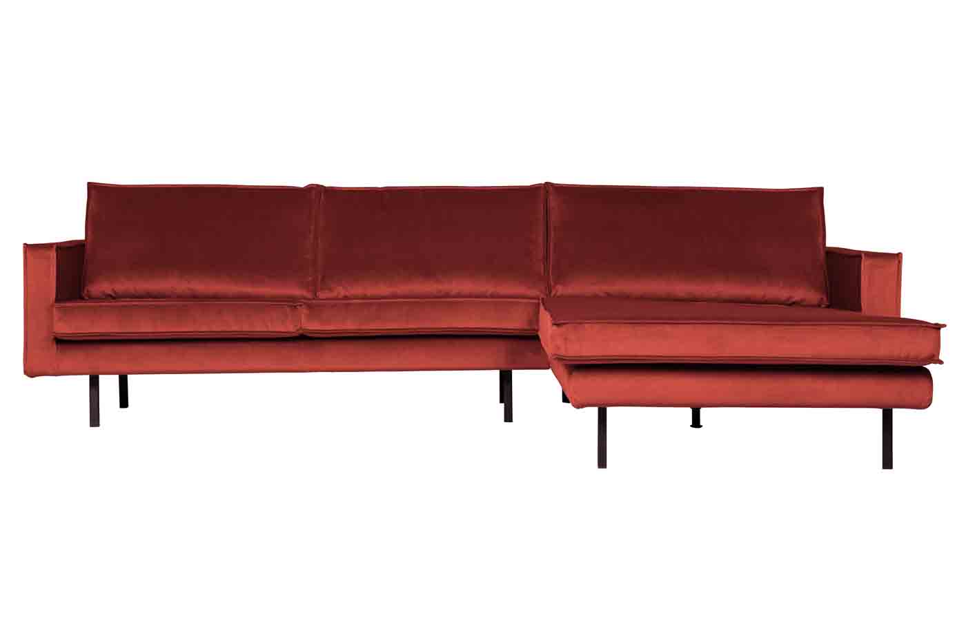 Ecksofa Rodeo Chaiselongue Samt, rechts Rot Ecksofa Rodeo Chaiselongue Samt, rechts Rot