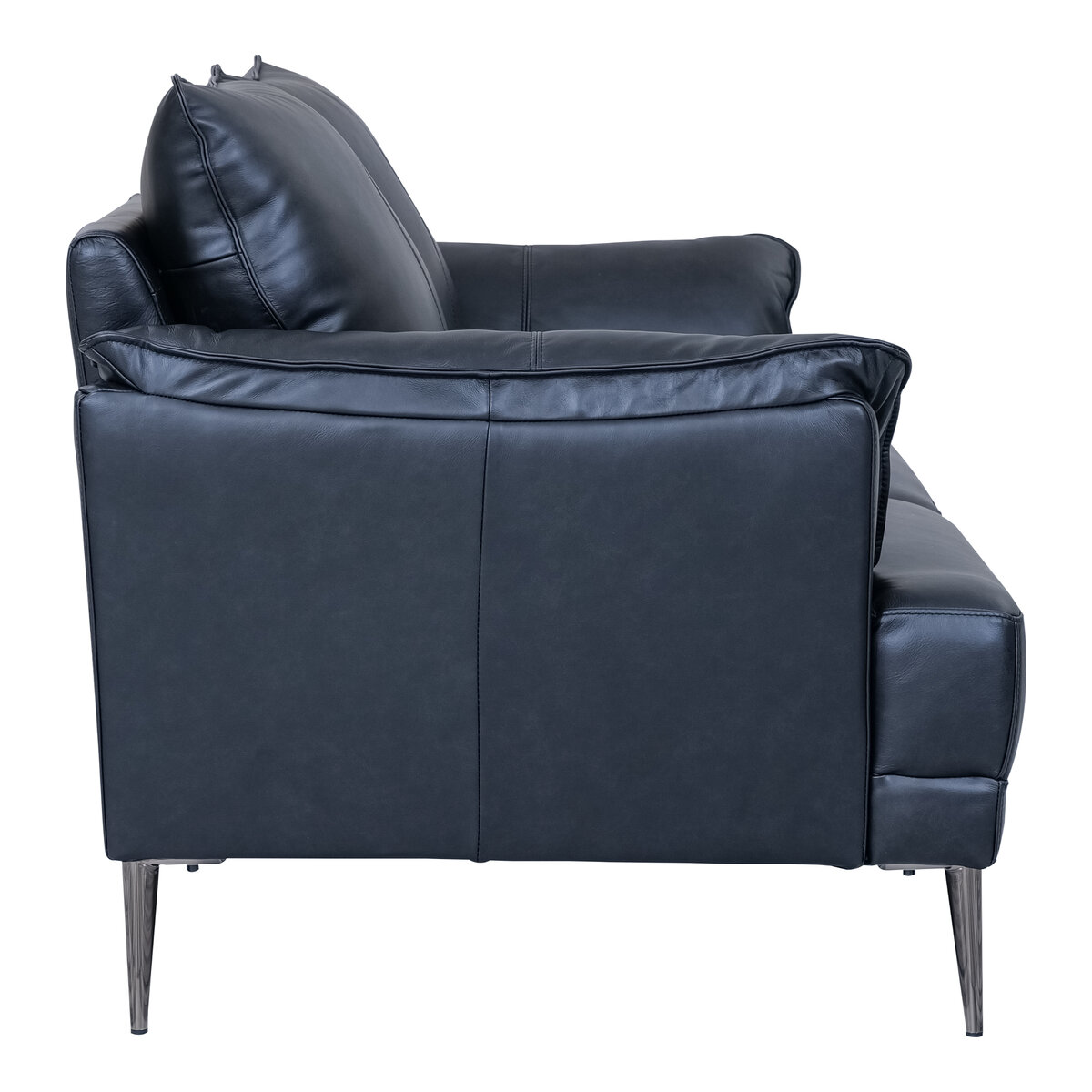 2-Sitzer Sofa Luso Leder Schwarz - mit Taschenfederkern & schwarzem Metallrahmen