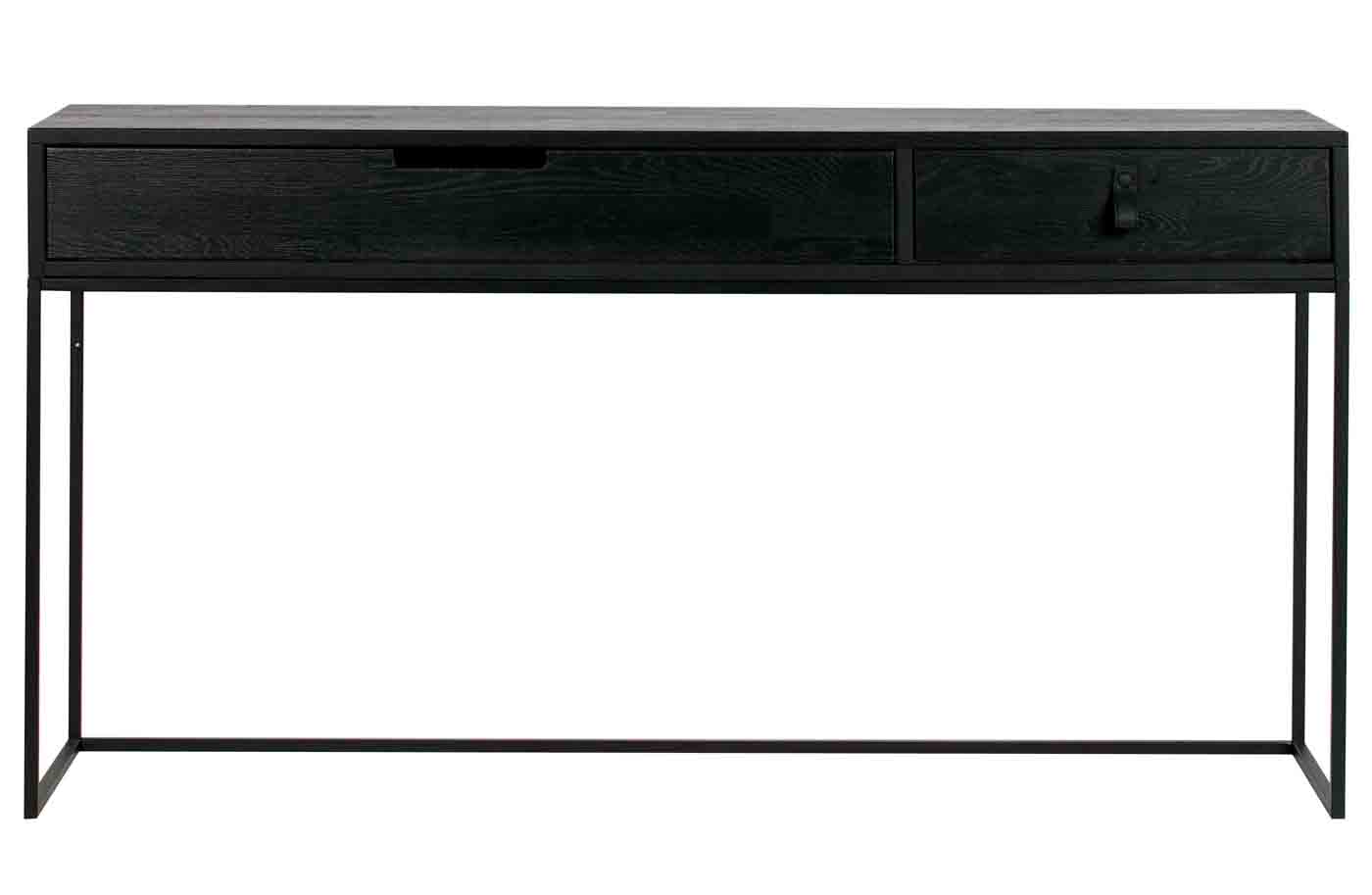 Konsole und Schreibtisch in einem, die Silas Konsole aus Eichenholz wurde schwarz lackiert und bietet mit den Schubladen noch weiteren Stauraum