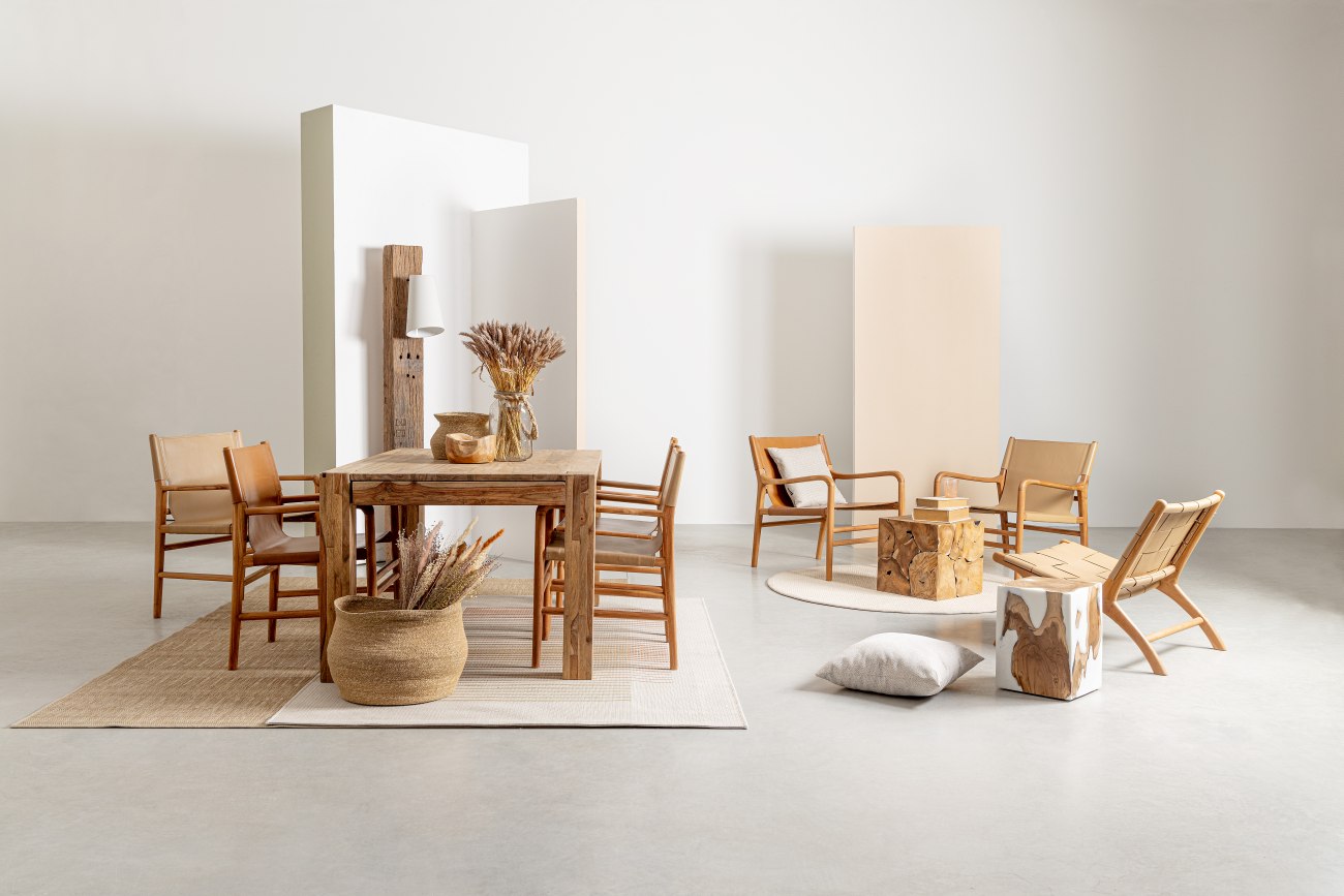 Sessel Caroline aus Teakholz, Taupe