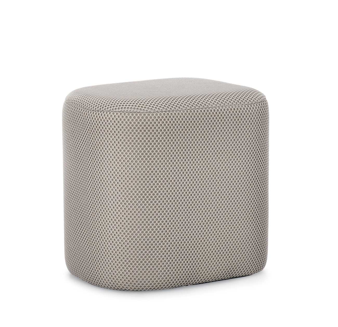 Pouf Darya aus Waben-Stoff, Hellgrau Pouf Darya aus Waben-Stoff, Hellgrau