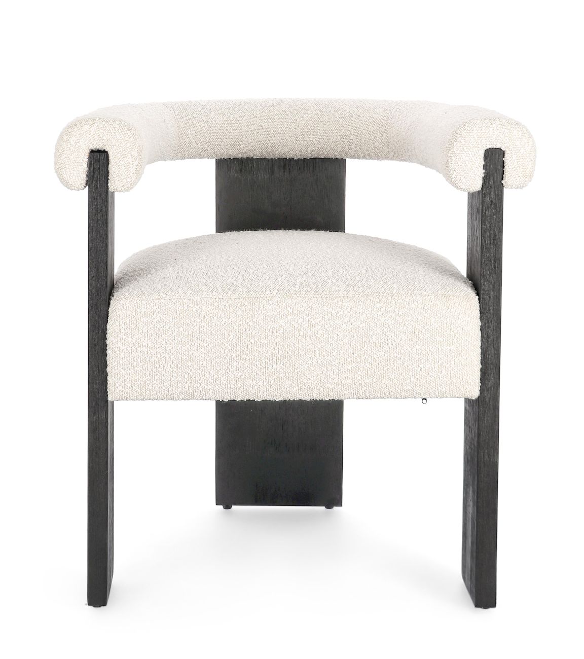 Esszimmerstuhl Agape aus Boucle, Natur / Schwarz