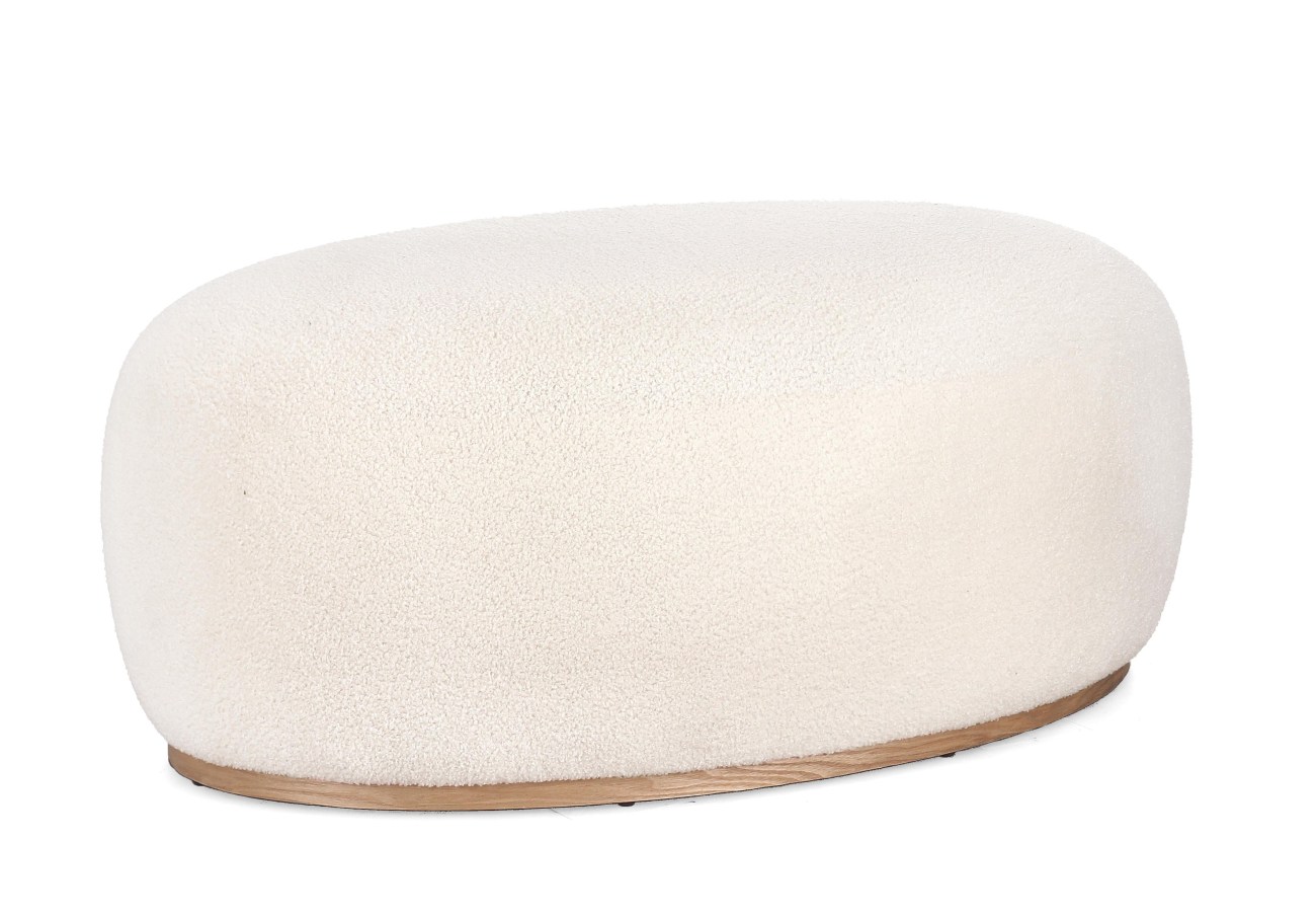 Pouf Blerina aus Woll-Stoff, Weiß Pouf Blerina aus Woll-Stoff, Weiß