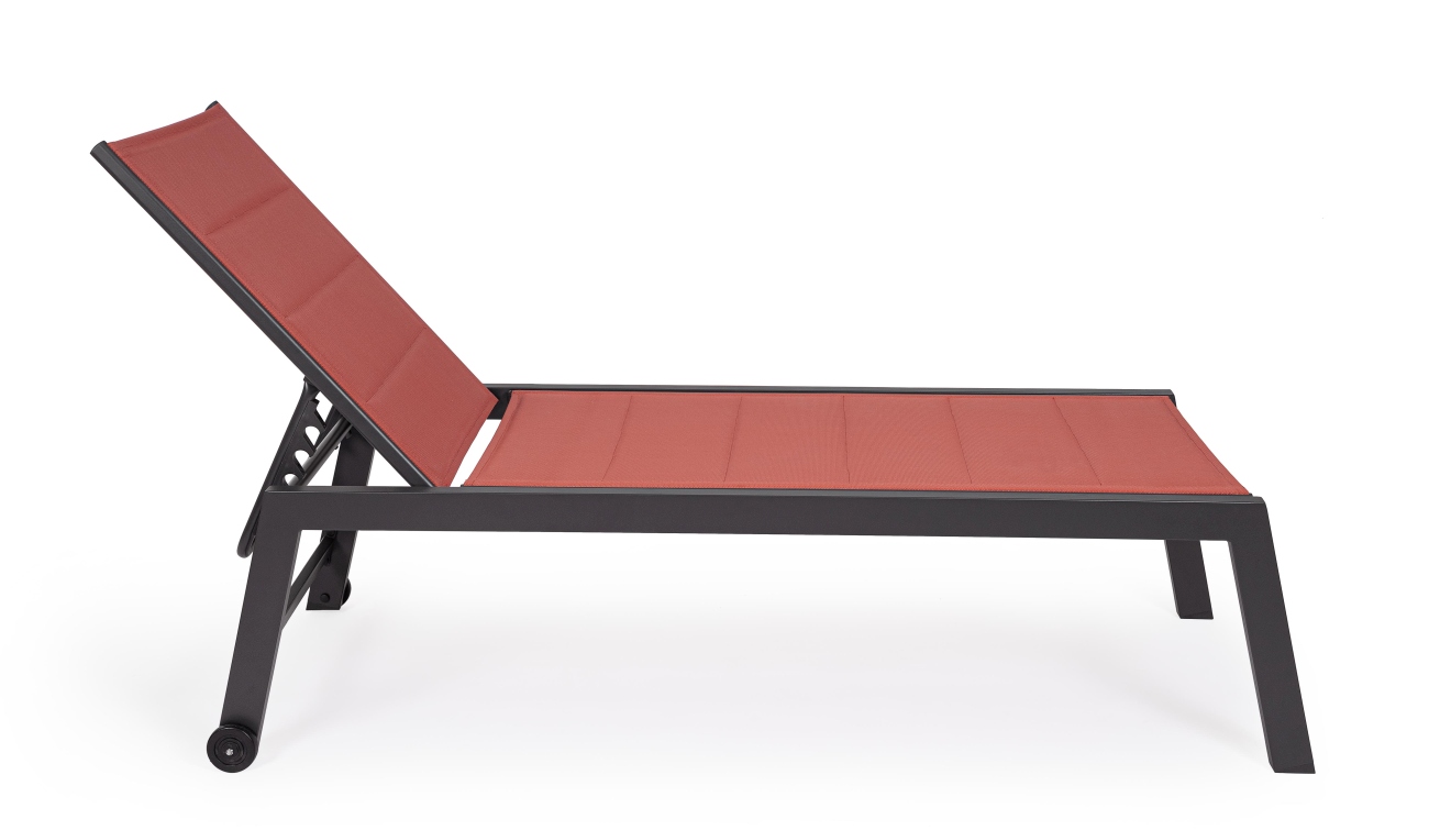 Gartenliege Hilde mit Rollen aus Aluminium, Rot