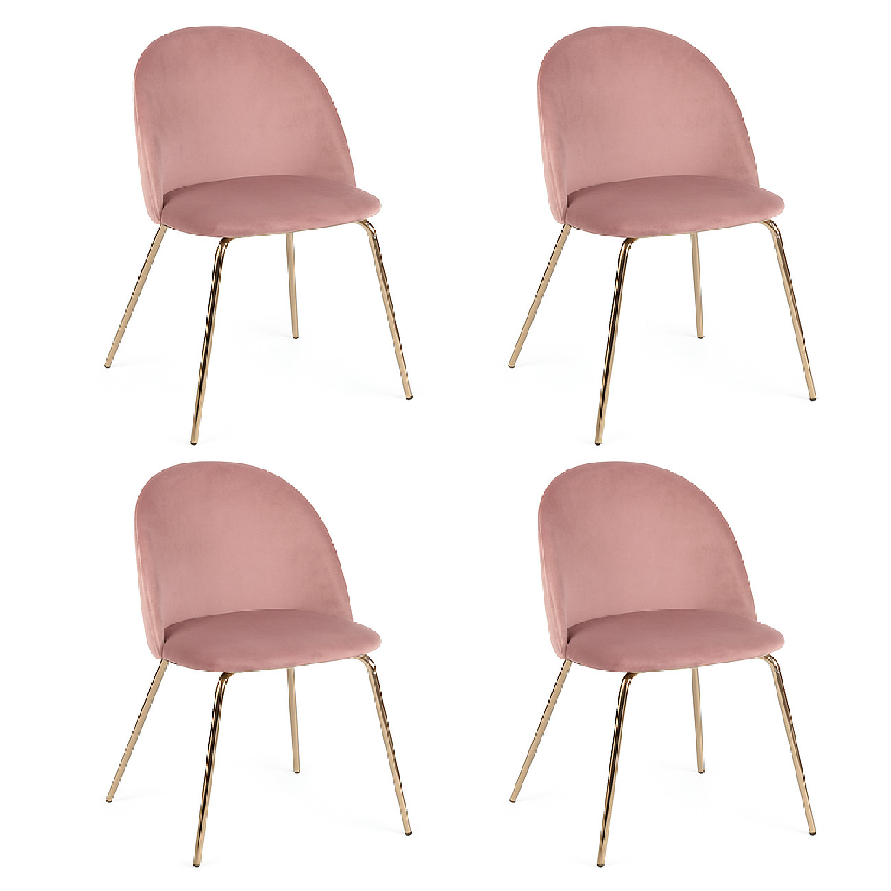 Esszimmerstuhl Tanya 4er-Set aus Stoff, Rosa