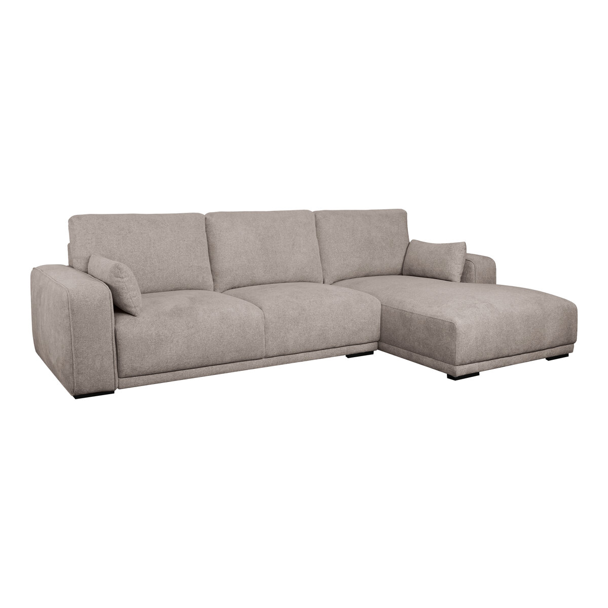 Ecksofa Fonora Taupe - Rechte Recamiere, Federkern & OEKO-TEX Stoff