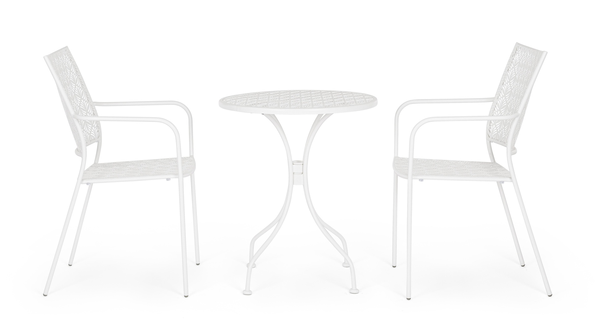 Der Gartentisch Lizette überzeugt mit seinem klassischen Design. Gefertigt wurde er aus Aluminium, welches einen weißen Farbton besitzt. Das Gestell ist aus auch Aluminium und hat eine weiße Farbe. Der Tisch verfügt über einen Durchmesser von 60 cm und is