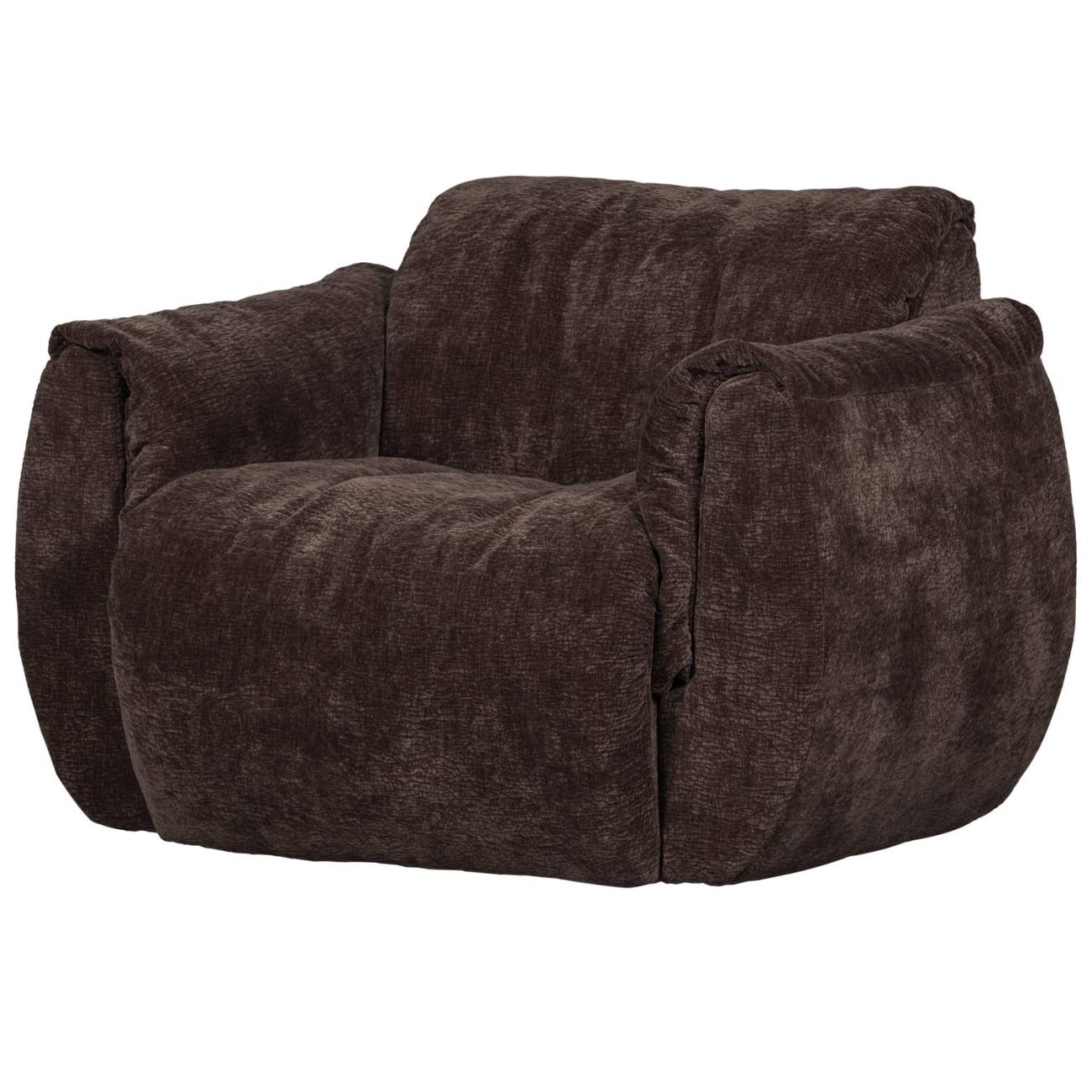 Drehsessel Baggy aus 3D-Chenille-Stoff, Dunkelbraun Drehsessel Baggy aus 3D-Chenille-Stoff, Dunkelbraun