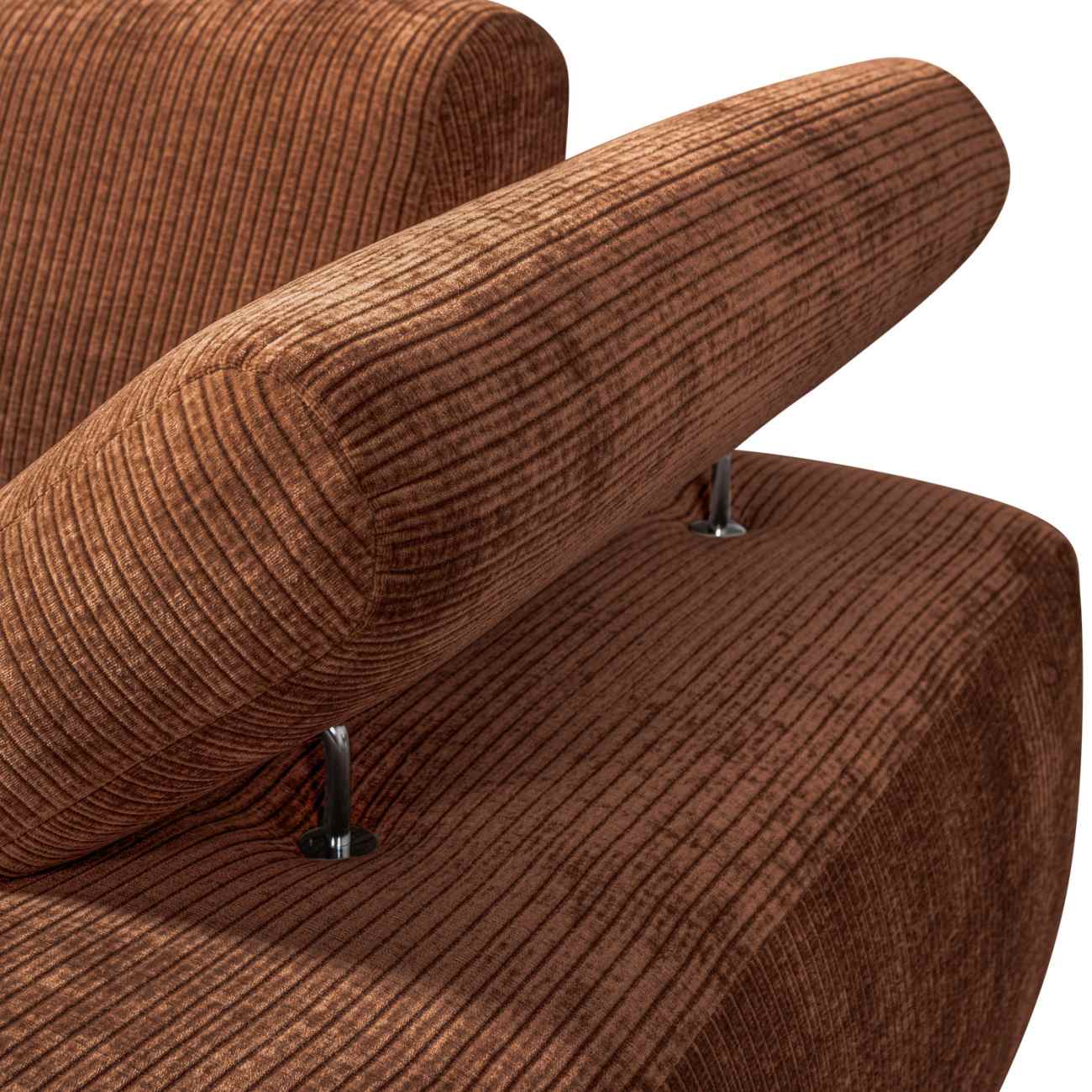 Modulsofa Mojo Flachcord Chaiselongue-Rechts, Rostbraun