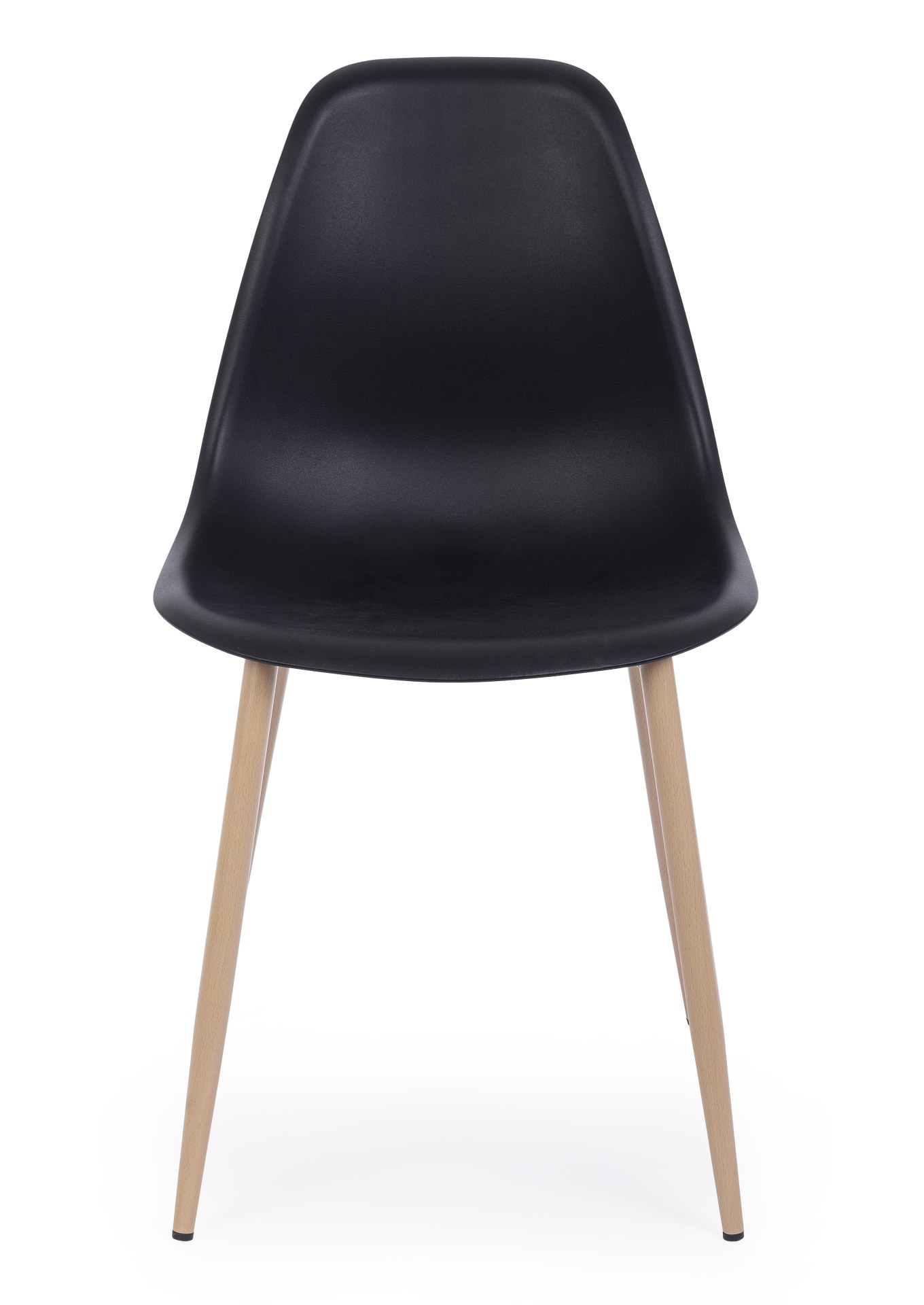 Der Stuhl Mandy überzeugt mit seinem modernem Design. Gefertigt wurde der Stuhl aus Kunststoff, welcher einen schwarzen Farbton besitzt. Das Gestell ist aus Metall, welches eine Holz-Optik besitzt. Die Sitzhöhe des Stuhls ist 45 cm.