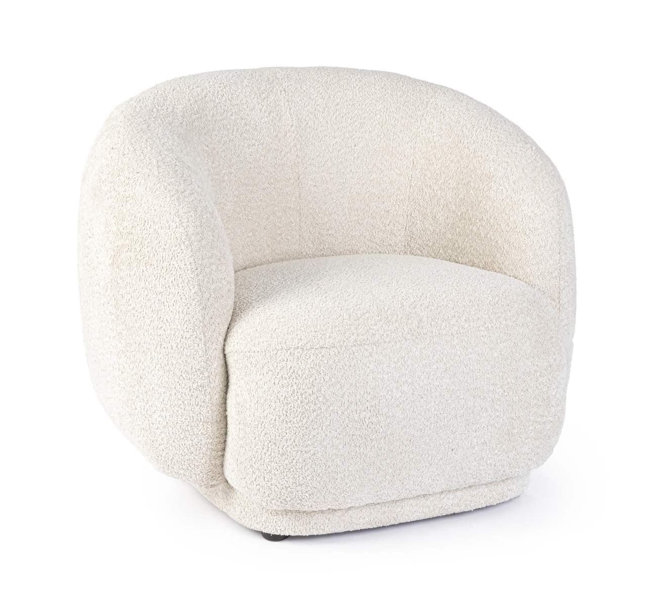 Der Sessel Tecla überzeugt mit seinem modernen Stil. Gefertigt wurde er aus Boucle-Stoff, welcher einen natürlichen Farbton besitzt. Der Sessel besitzt eine Sitzhöhe von 43 cm.