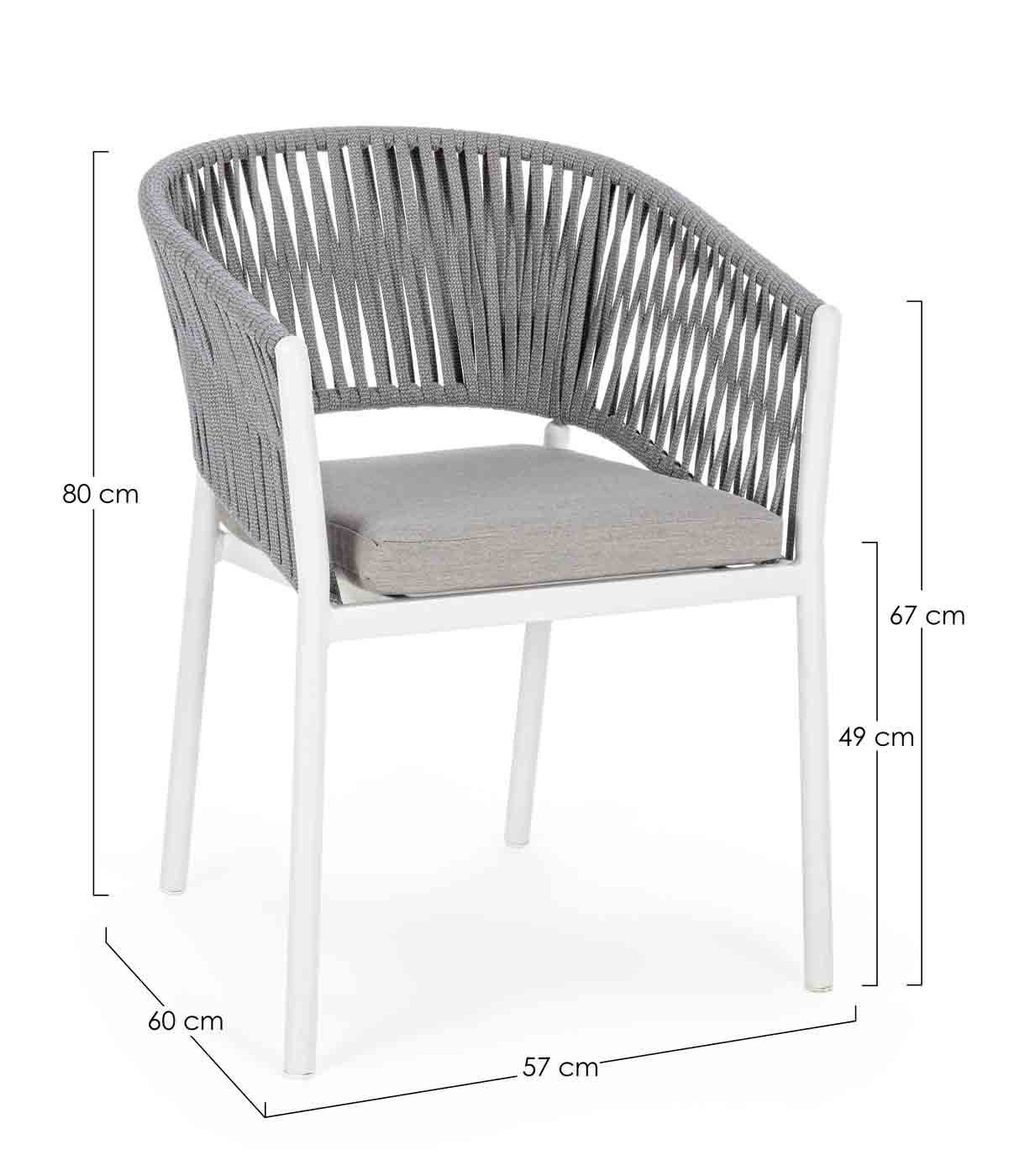 Gartenstuhl Florencia mit Armlehnen und hochwertiger Sitzschale, Gestell aus Aluminium und abziehbaren Kissen