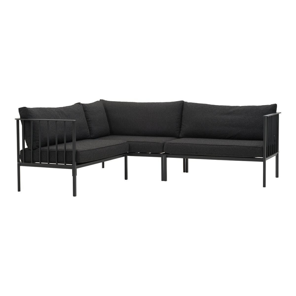 Gartenecksofa Upper, Schwarz/Schwarz - Aluminium & Recyceltes Polyester, 235x193 cm