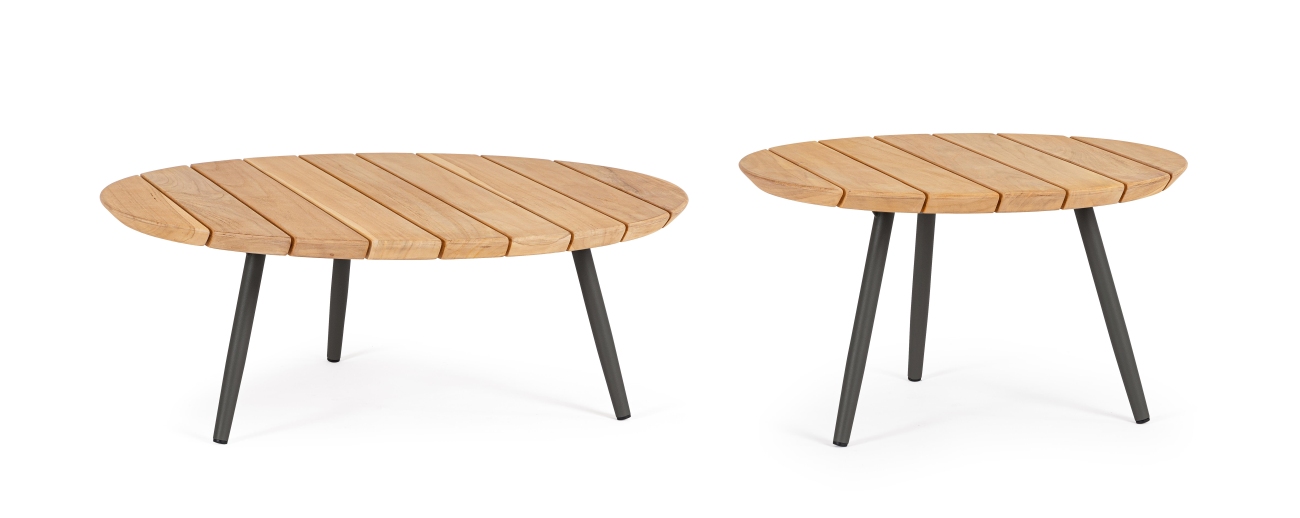 Gartencouchtisch-Set Ivissa aus Teakholz, Anthrazit Gartencouchtisch-Set Ivissa aus Teakholz, Anthrazit