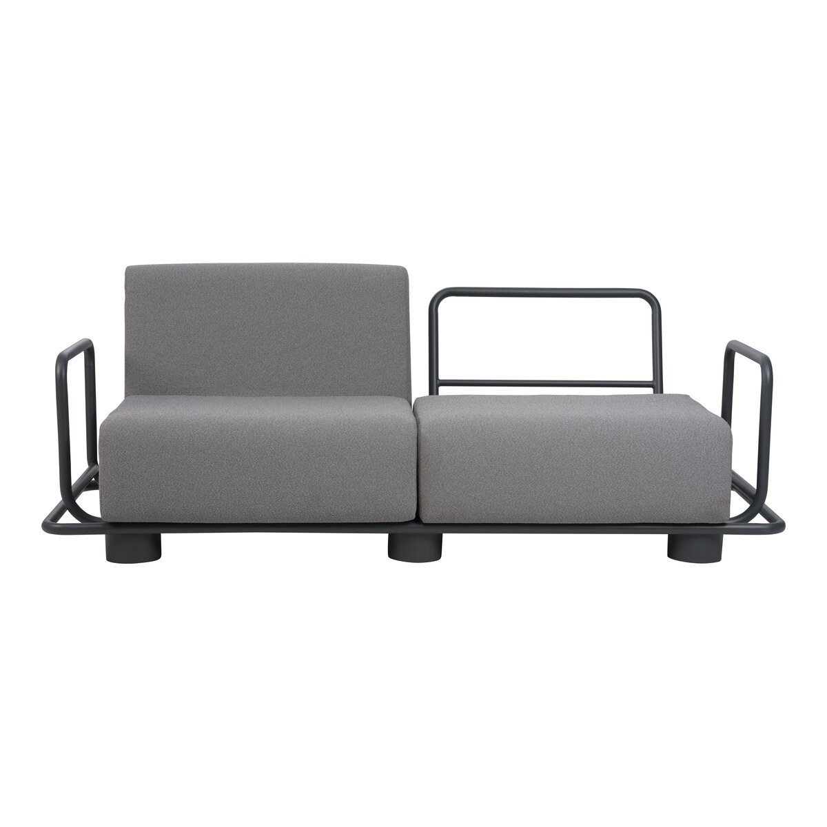 Gartensofa Bolster 2,5-Sitzer, Aluminium & Teddy-Stoff, Grau