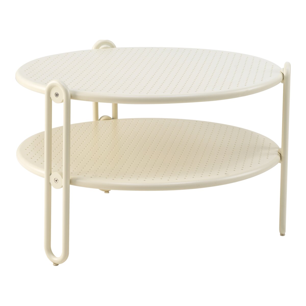 Gartencouchtisch Blixt aus Aluminium - Rund, Ø 65 cm, Pearl White