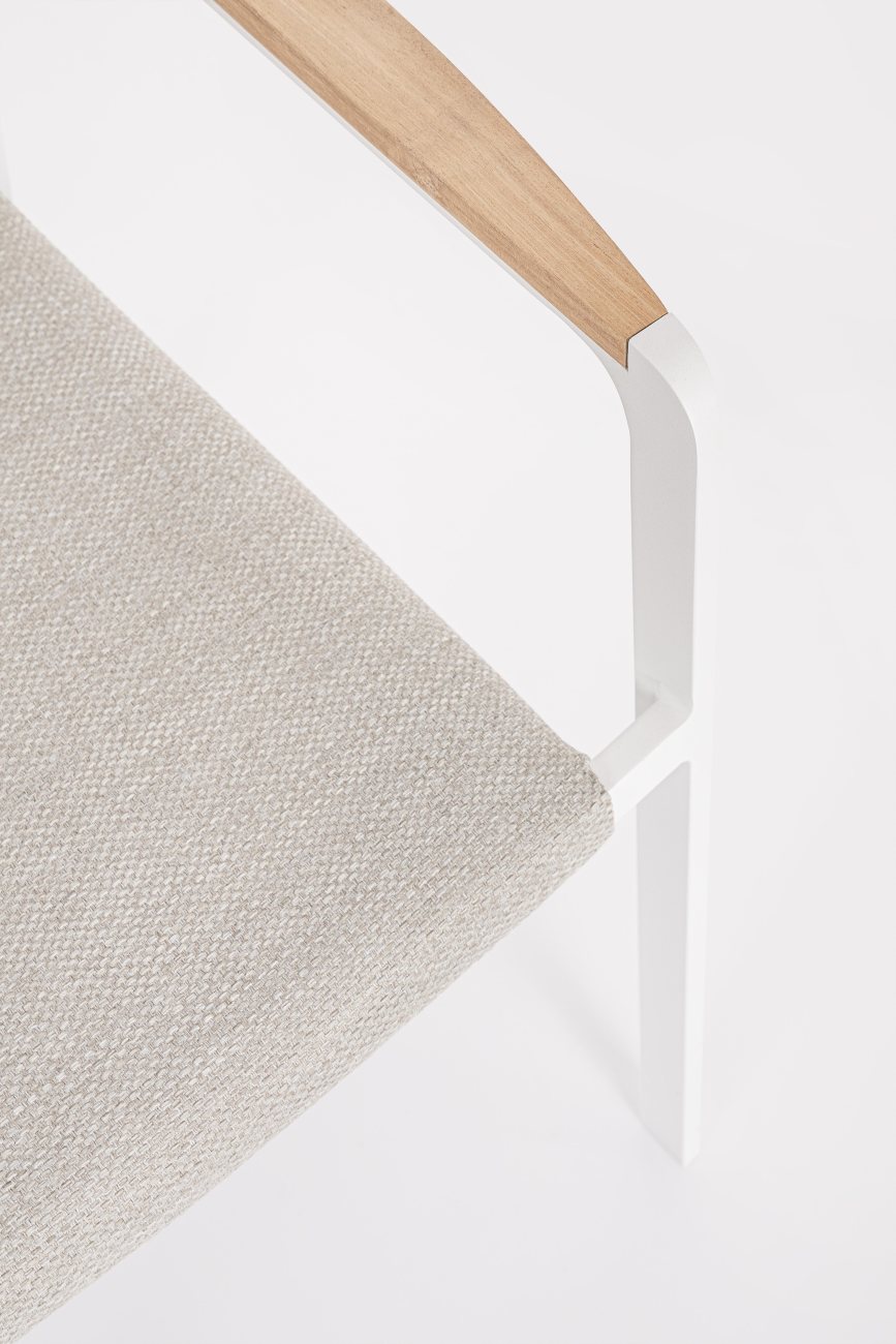 Gartenstuhl Jalisco mit Teakholz Armlehnen, Beige