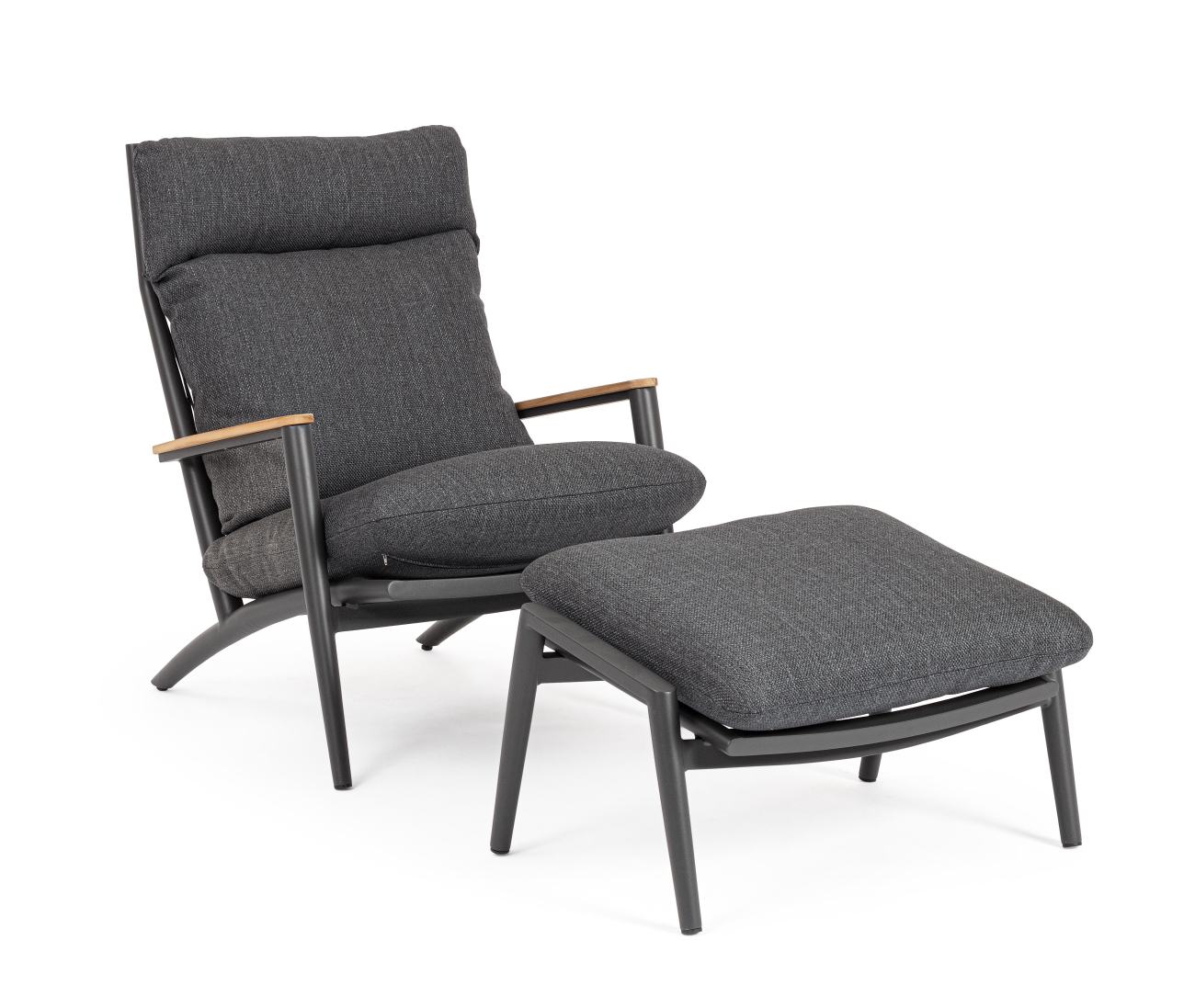 Gartensessel Hibiskus mit Hocker, Anthrazit