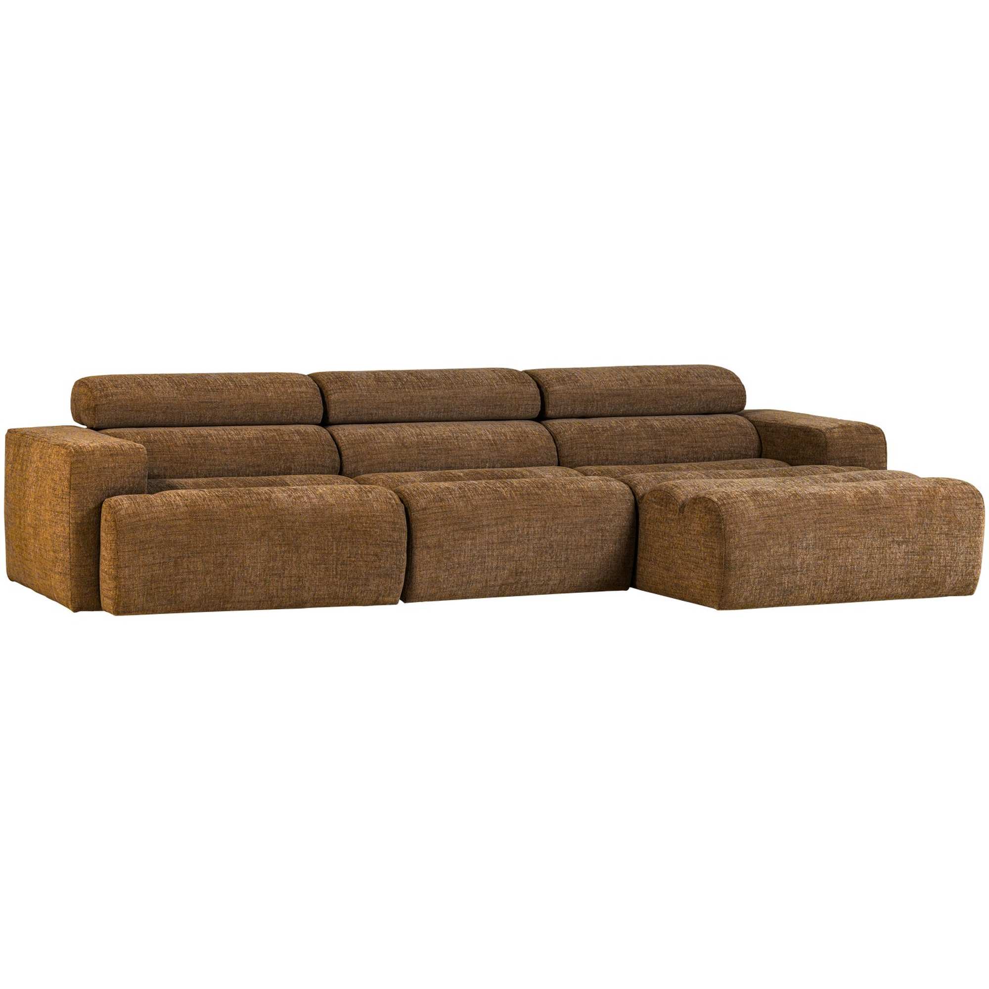 Ecksofa Novi Melange Karamellbraun - Chaiselongue mit verstellbarer Nackenstütze, Rechts