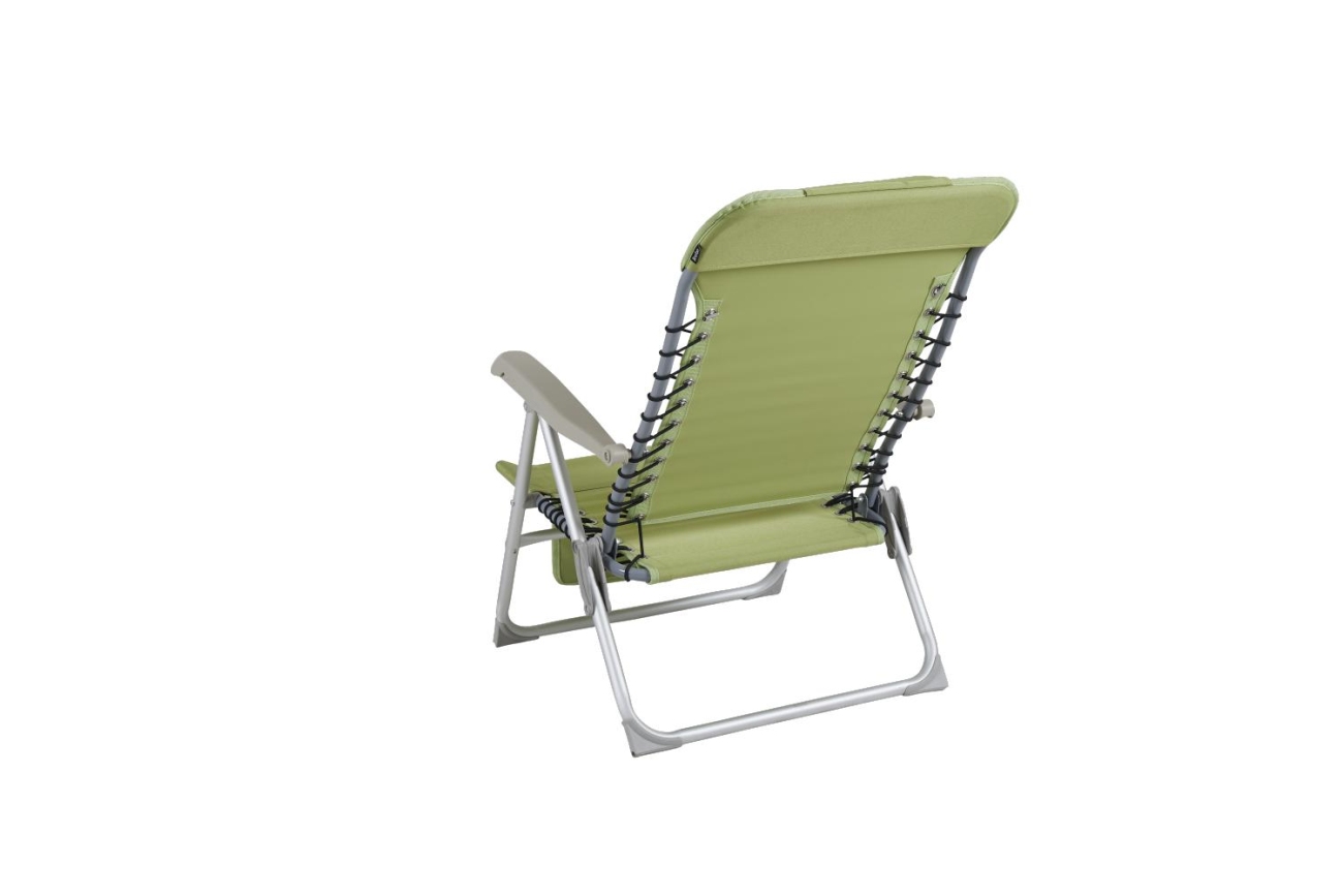 Der Gartenstuhl Ulrika überzeugt mit seinem modernen Design. Gefertigt wurde er aus Stoff, welches einen grünen Farbton besitzt. Das Gestell ist auch aus Metall und hat eine silberne Farbe. Die Sitzhöhe des Stuhls beträgt 30 cm.