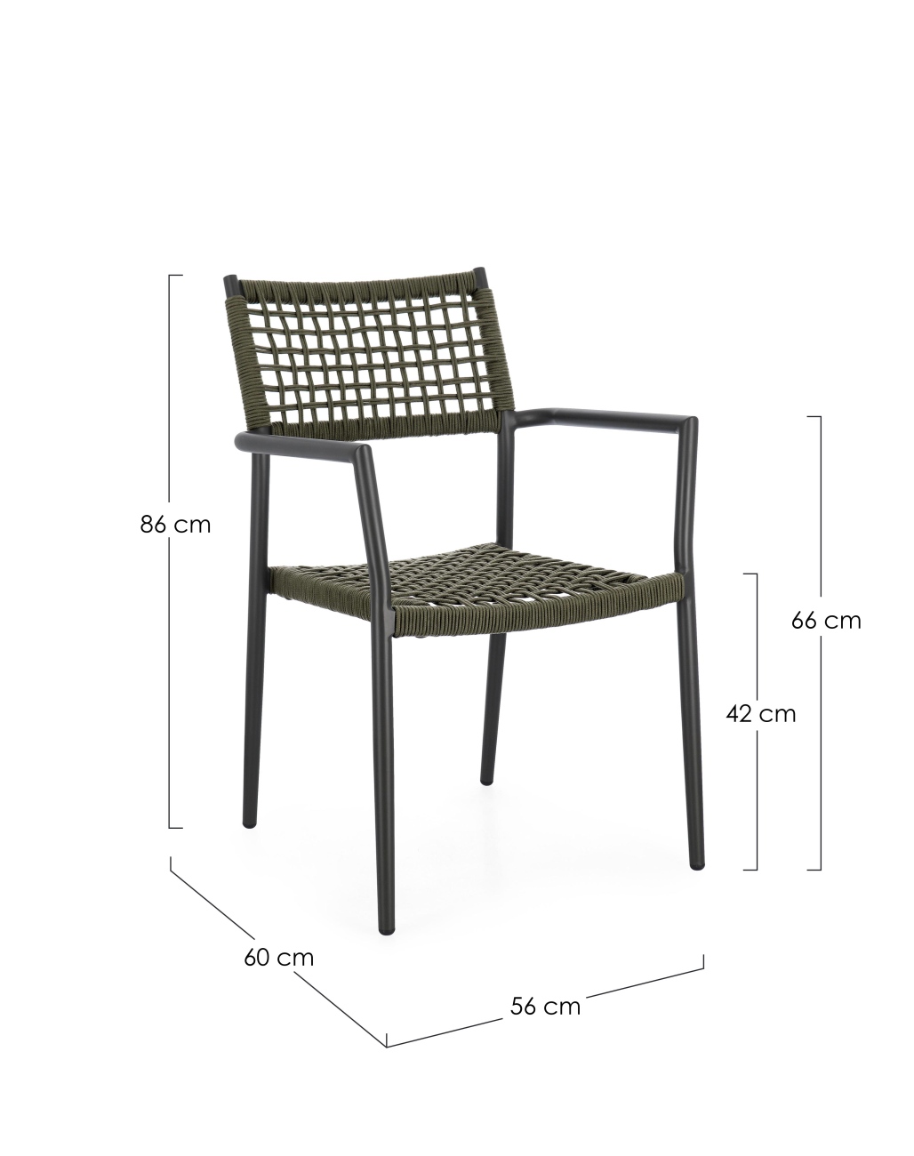 Gartenstuhl Caleta aus Aluminium, Grün / Anthrazit
