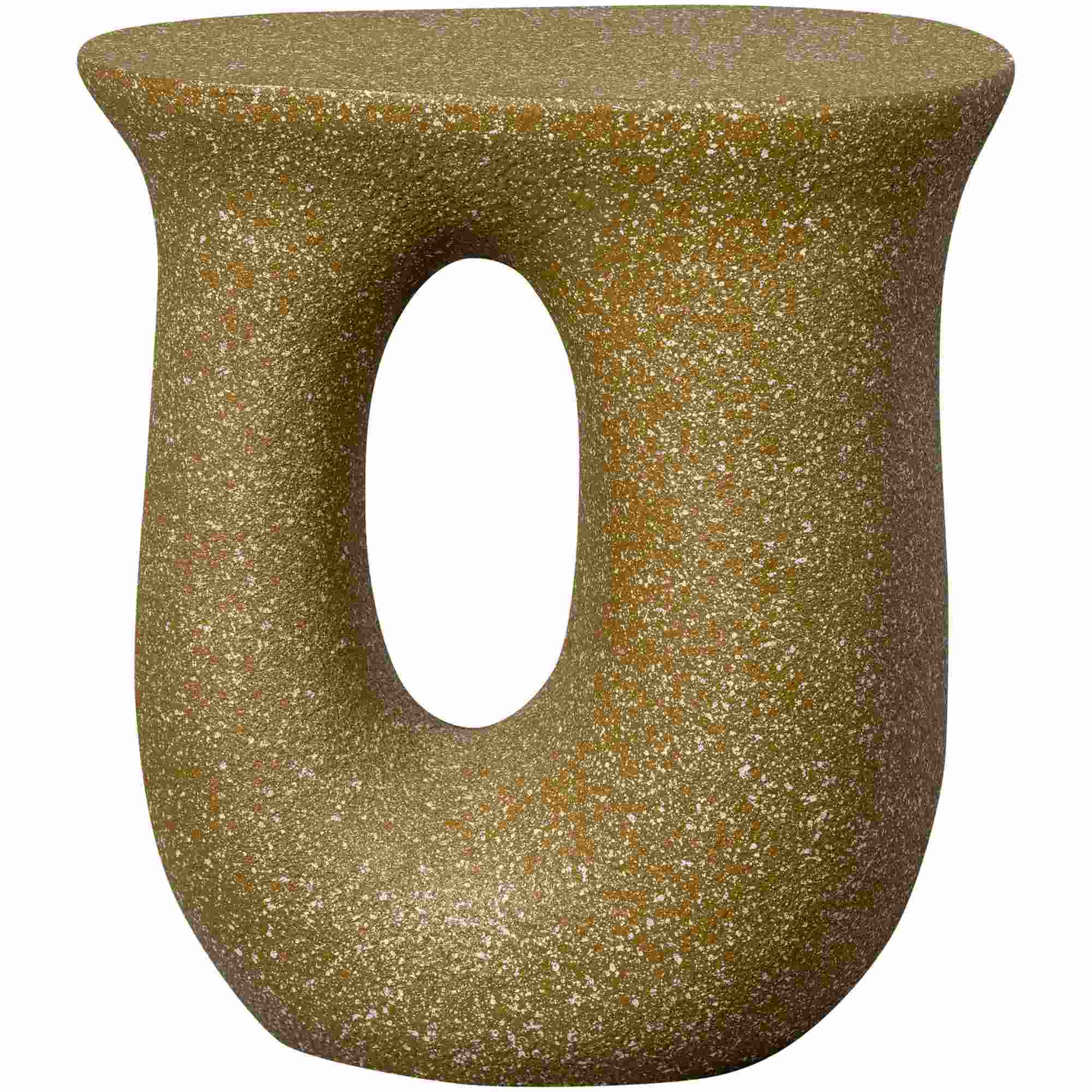 Beistelltisch Moson aus Magnesiumoxid, modern organisch geformt, grün mit Tupfen, leicht und stabil