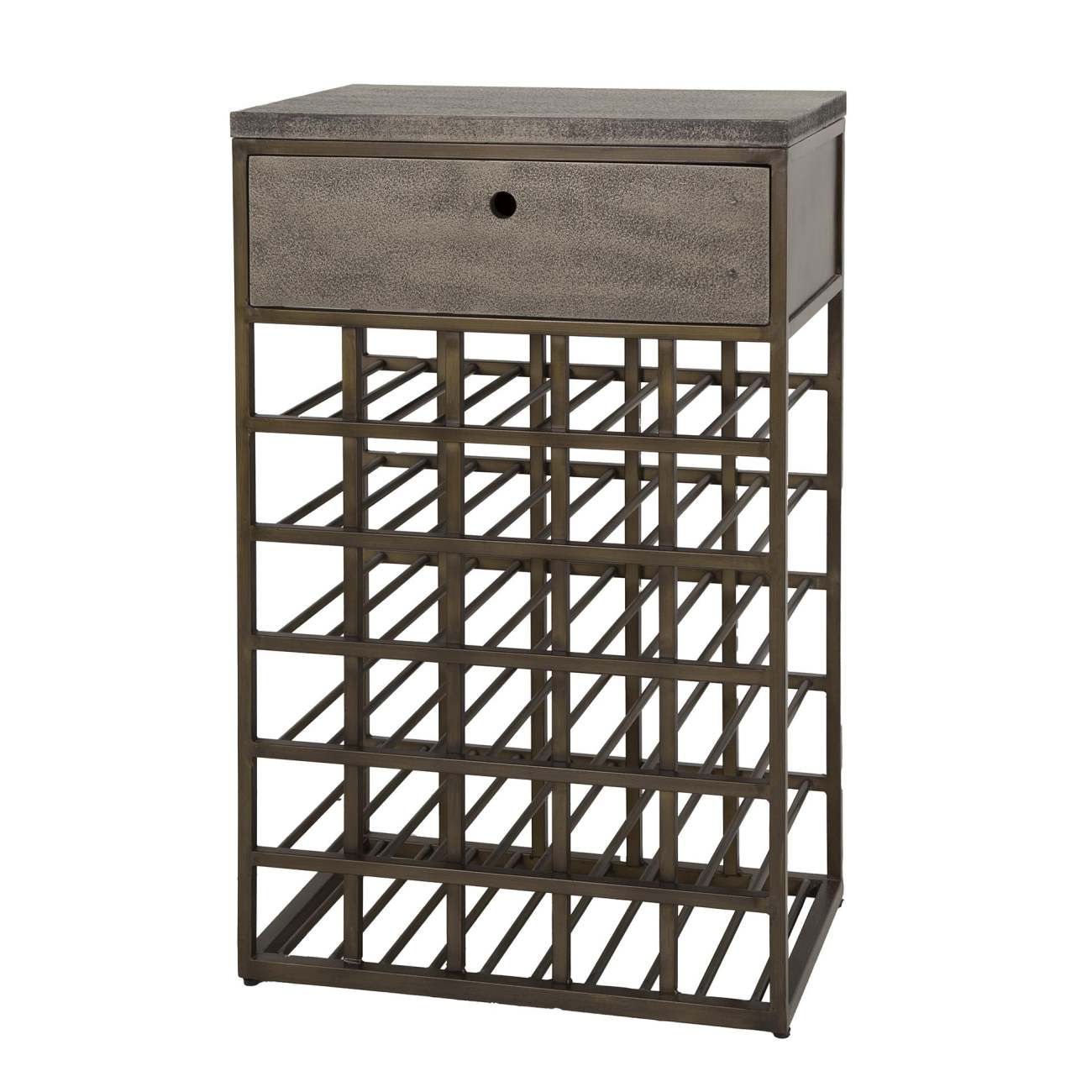 Weinschrank Dzelza - Metall Antike Bronze, mit 1 Schublade