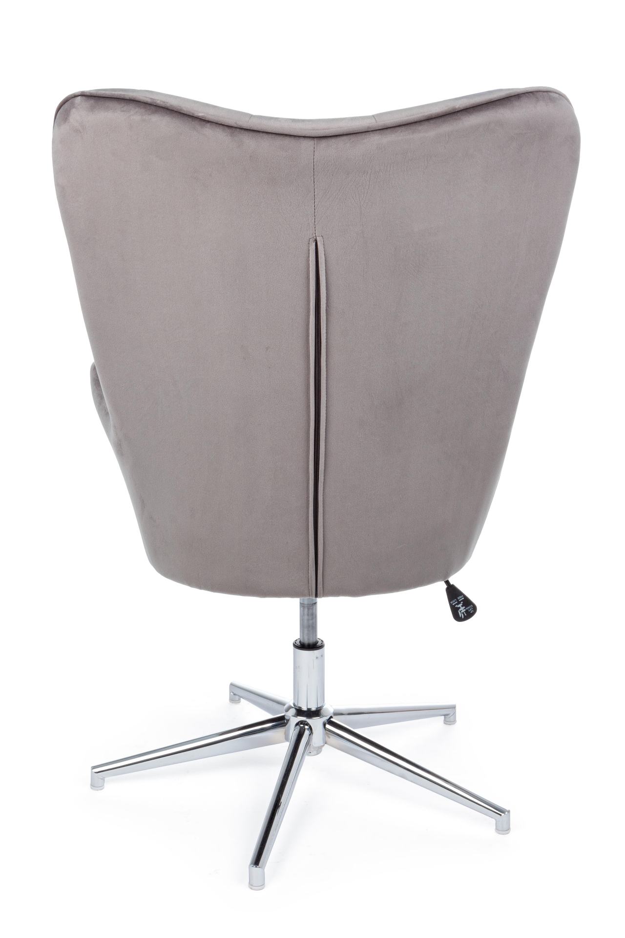 Der Sessel Farida überzeugt mit seinem modernen Design. Gefertigt wurde er aus Samt, welcher einen grauen Farbton besitzt. Das Gestell ist aus Metall und hat eine silberne Farbe. Der Sessel besitzt eine Sitzhöhe von 45 cm. Die Breite beträgt 69 cm. Der Se