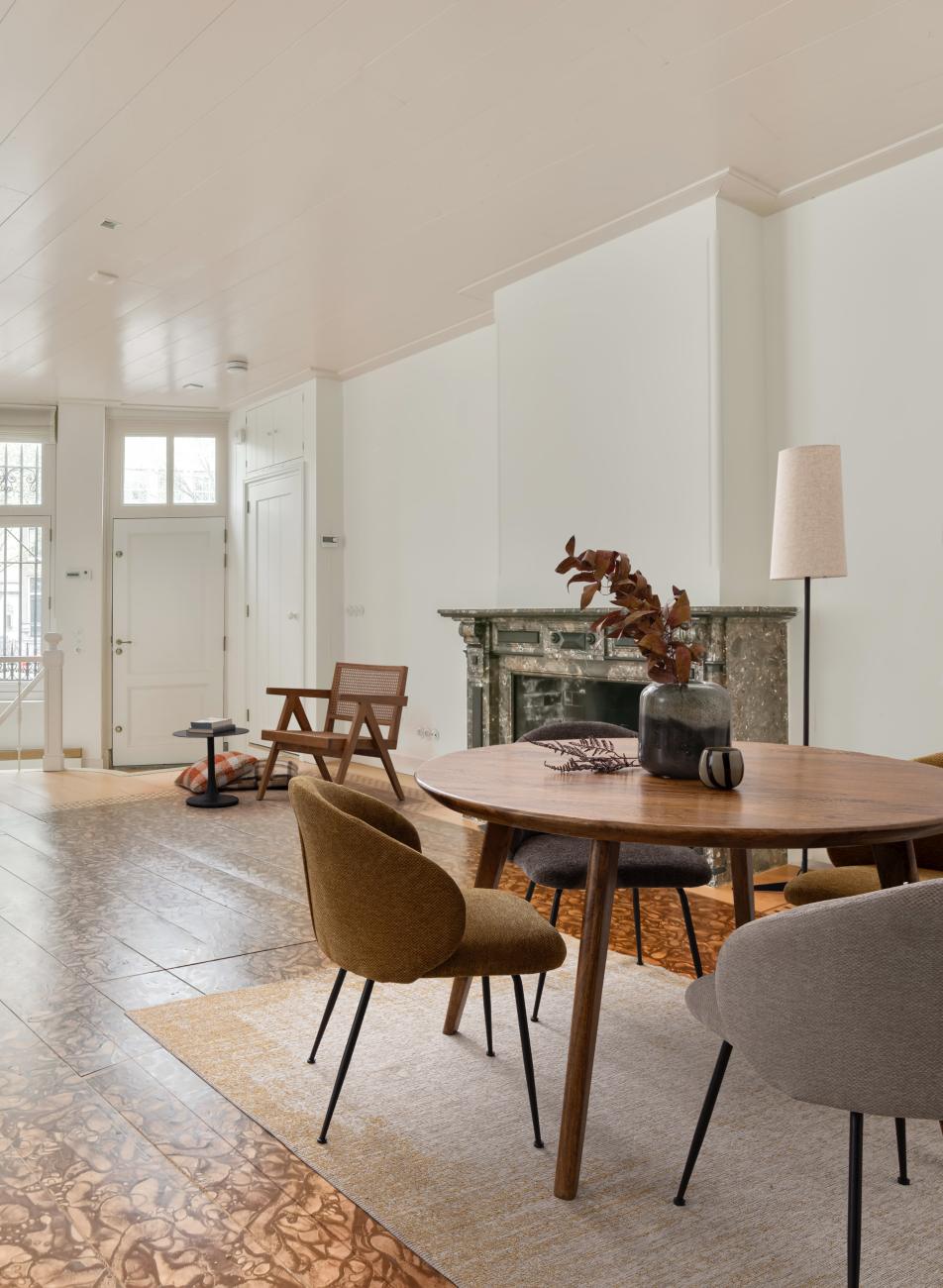 Esszimmerstuhl Gesien aus Chenille-Stoff, Ocker