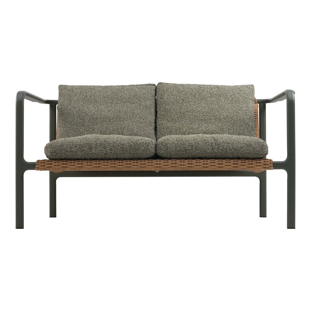 Gartensofa Motty 2-Sitzer, Aluminium & Polyrattan, Nordic Green/Verde Grün
