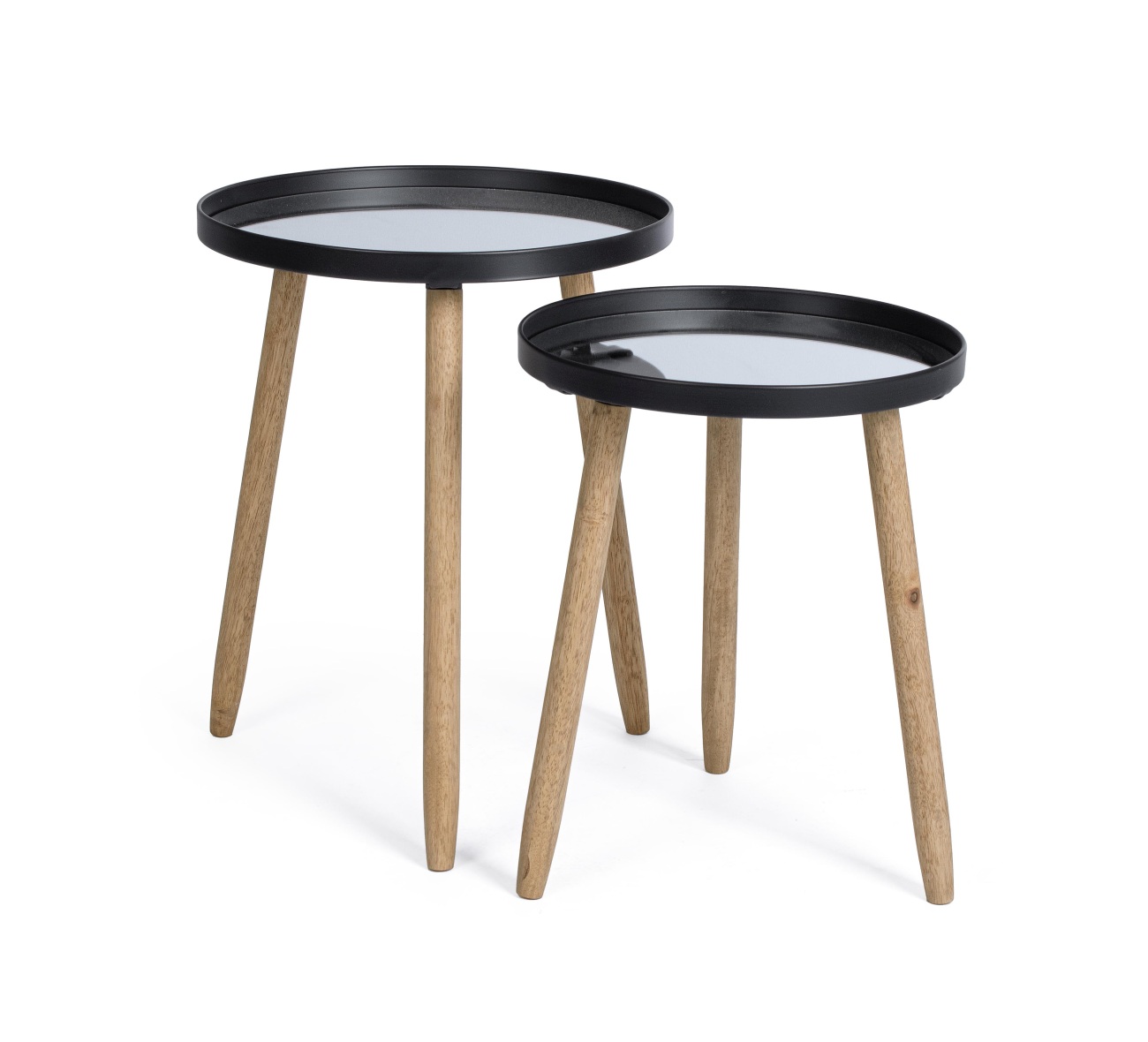 Beistelltisch Edvard 2er-Set mit Glasplatte, Schwarz
