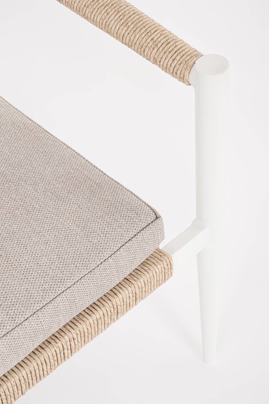 Gartensessel Jandia aus Aluminium, Weiß / Beige