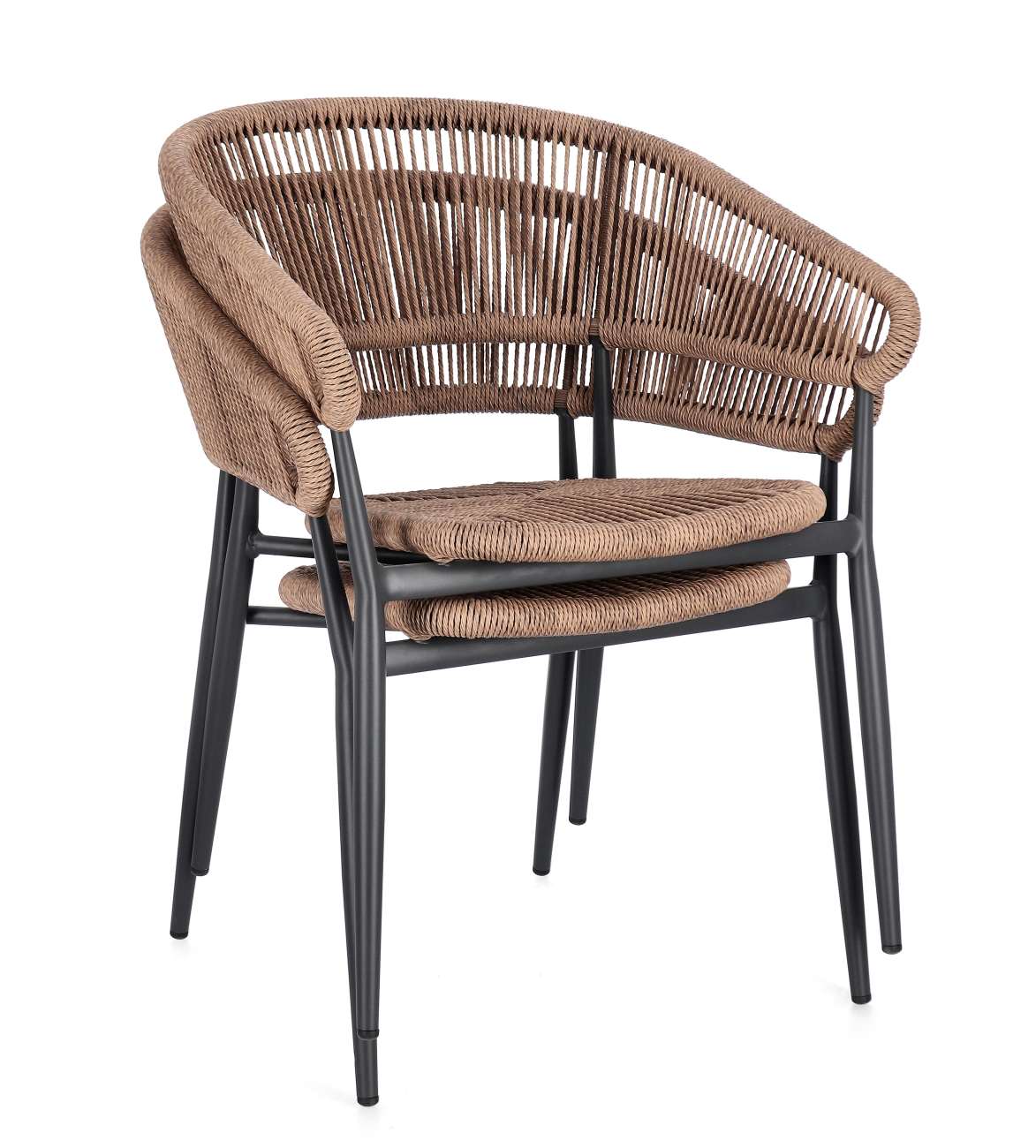 Gartenstuhl Algaida aus Aluminium, Anthrazit / Natur