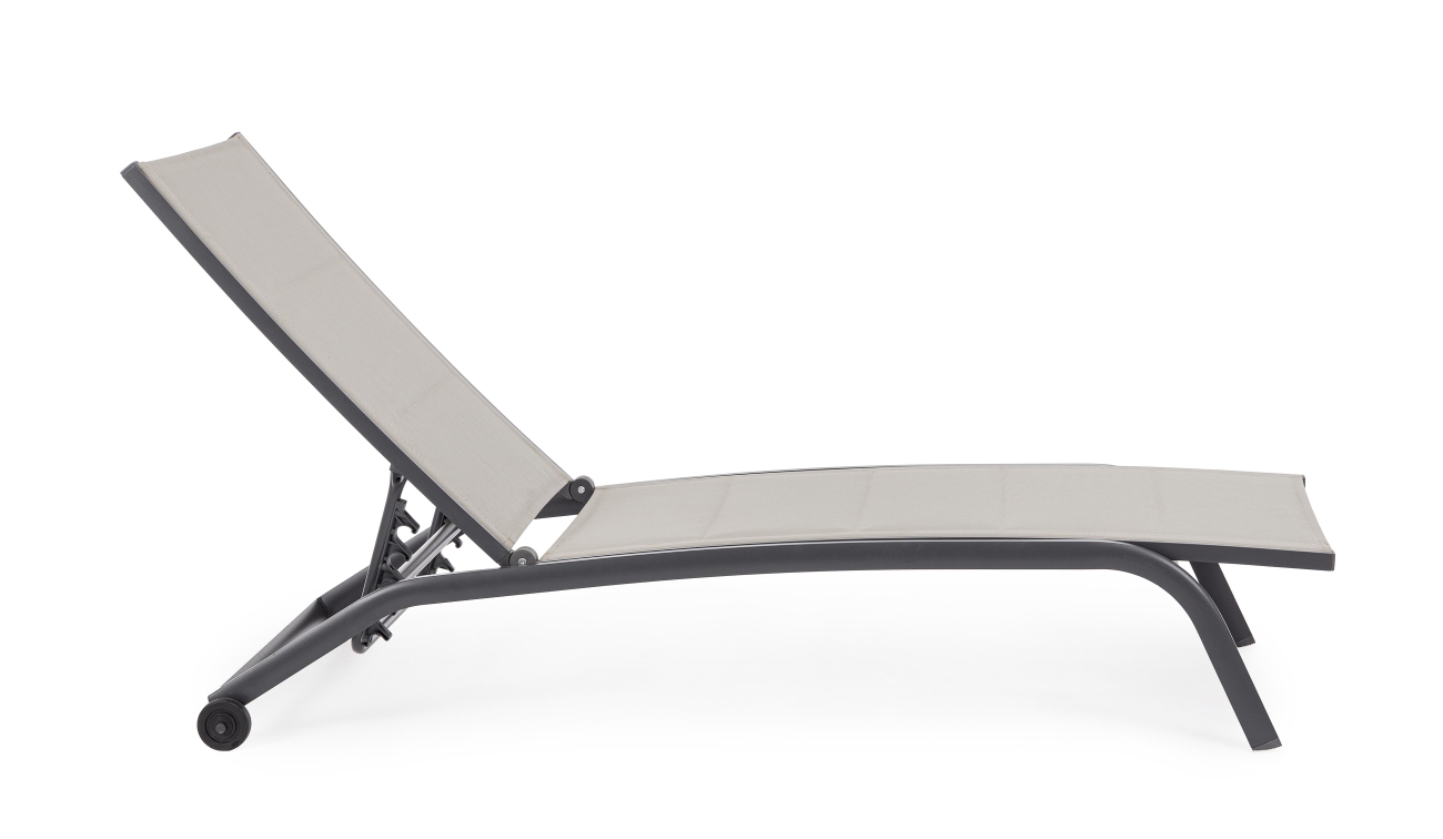 Sonnenliege Cleopass aus Aluminium mit Rolle, Stone