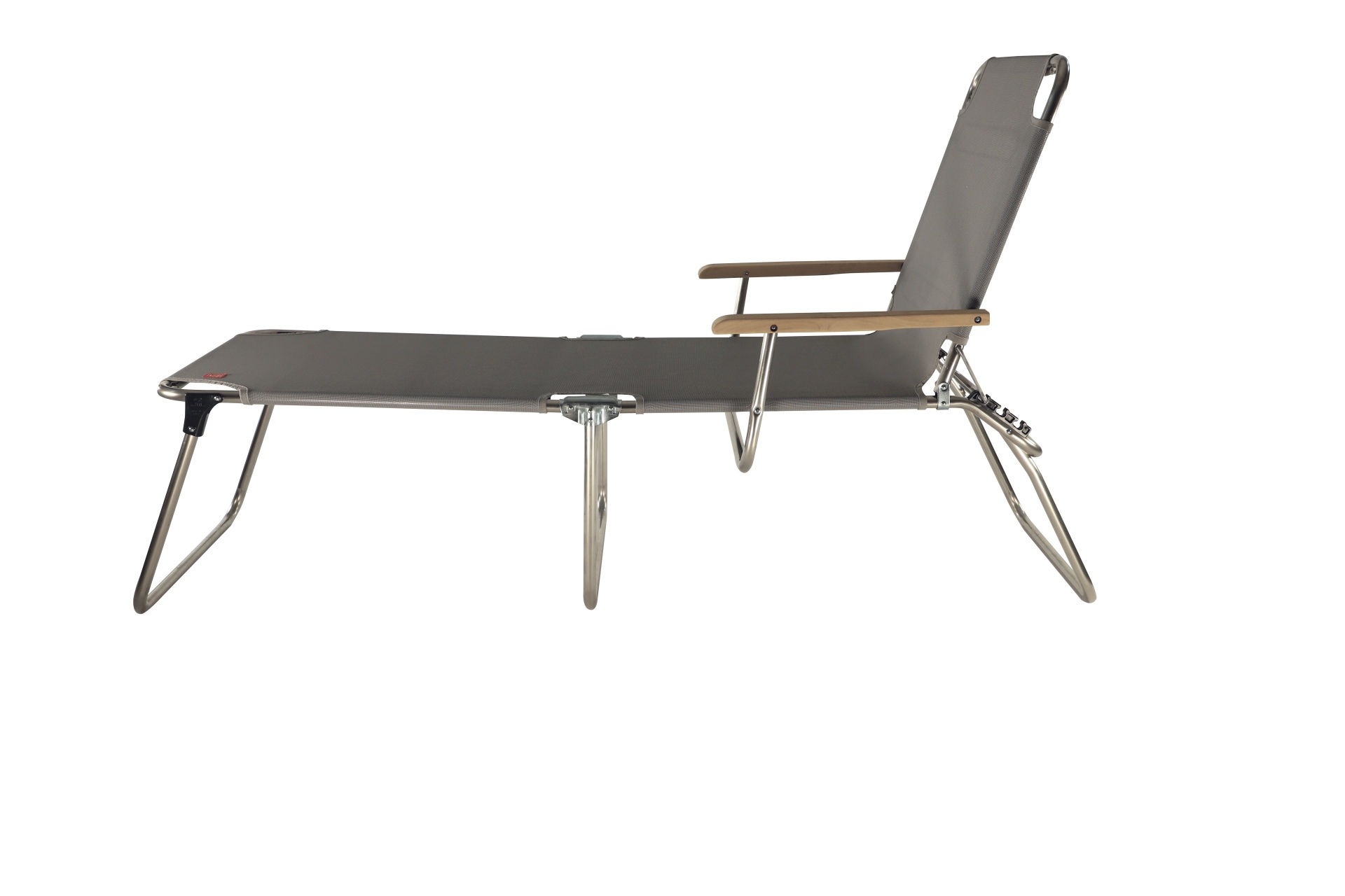 Dreibeinliege Amigo 40+ aus Aluminium mit Armlehne, Grau Dreibeinliege Amigo 40+ aus Aluminium mit Armlehne, Grau