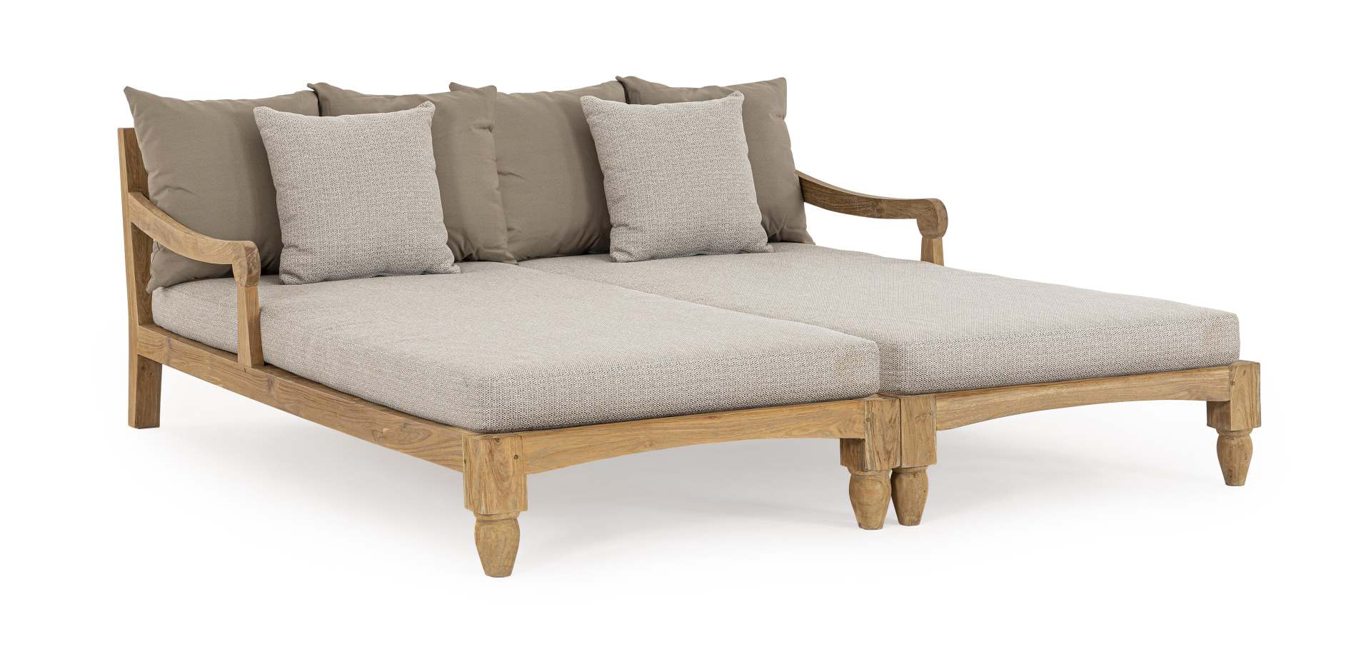 Daybed Bali aus Teakholz, Hellgrau Daybed Bali aus Teakholz, Hellgrau