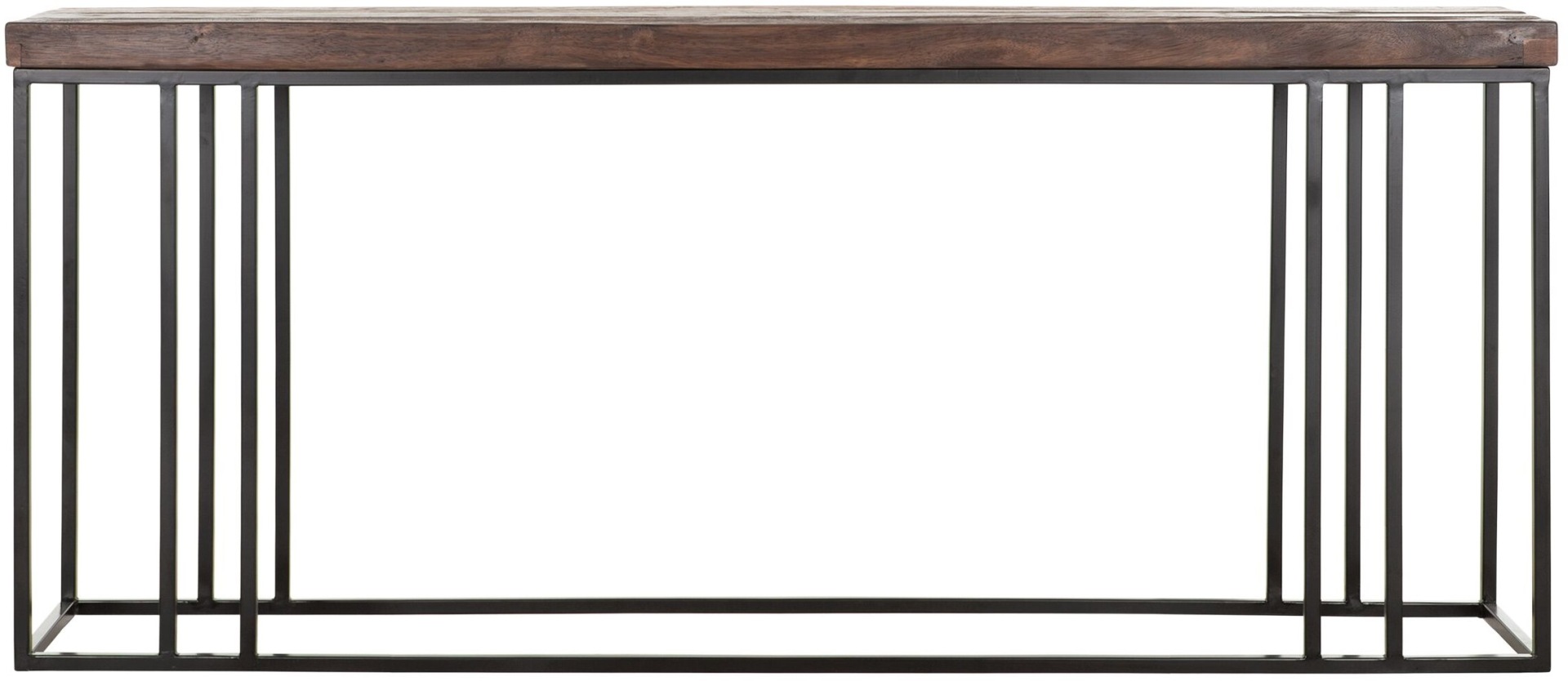 Die Konsole Timber wurde aus verschiedenen Holzarten gefertigt. Das Gestell ist aus Metall uns ist Schwarz. Die Konsole überzeugt mit ihrem massivem aber auch modernem Design. Sie besitzt eine Länge von 180 cm.