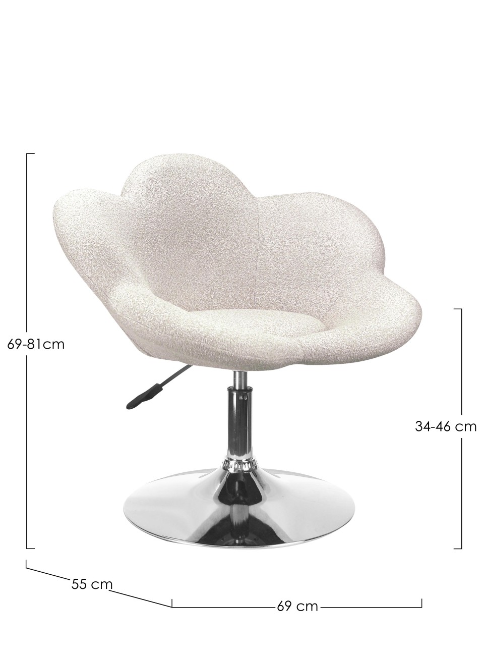 Esszimmerstuhl Fleur 2er-Set, Chrome / Beige