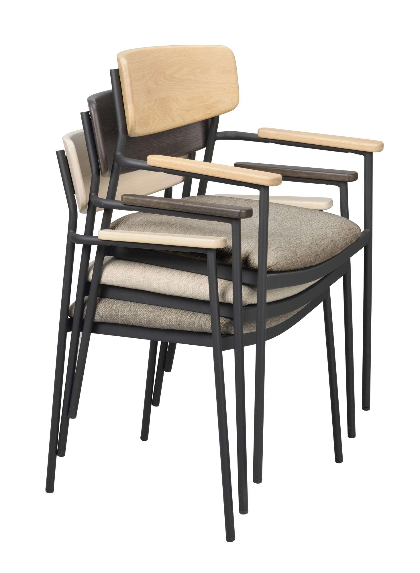 Stuhl Maymont 2er Set mit Armlehnen, Whitewash / Dunkelbeige – überzeugt mit zeitlosem Stil.