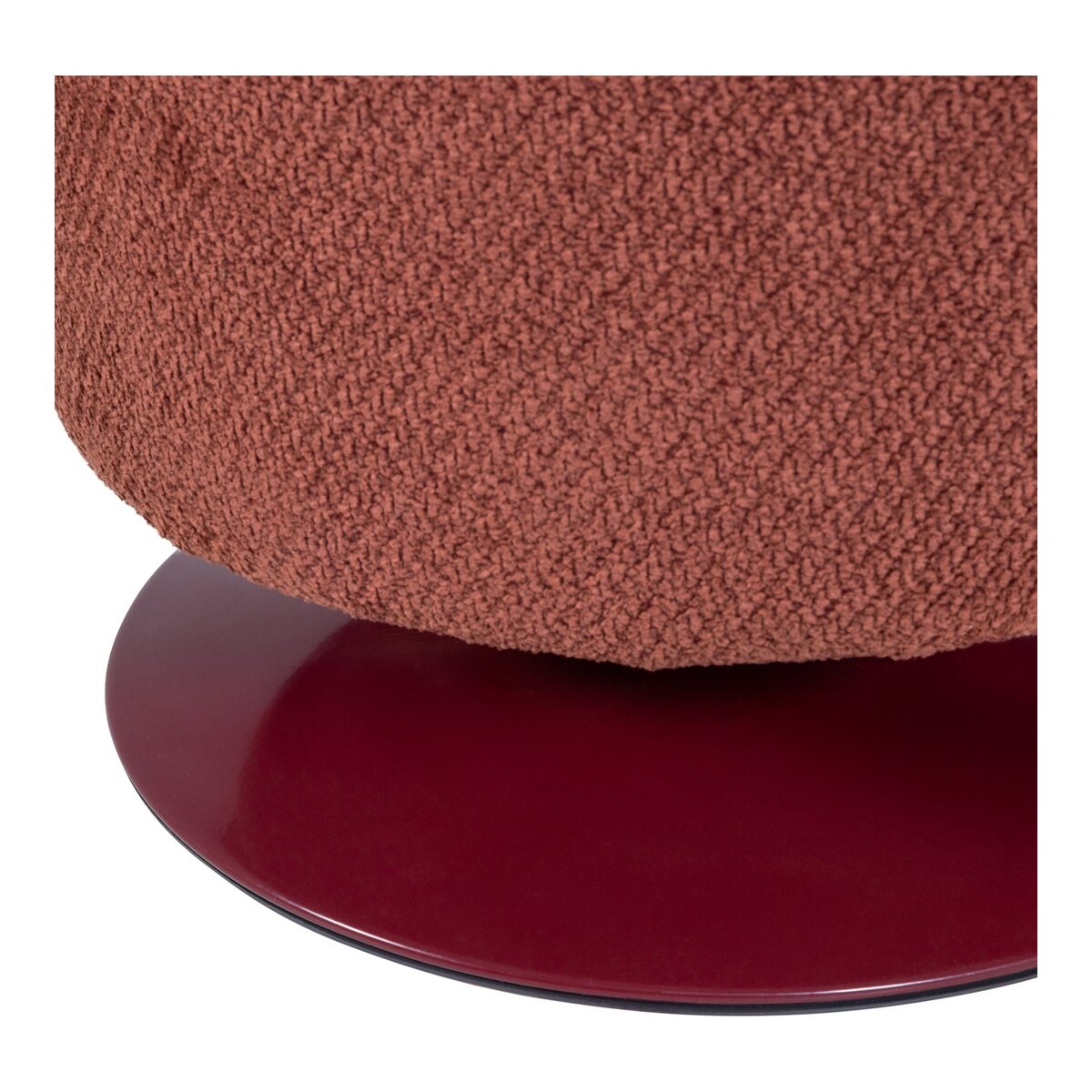 Polsterhocker Islen - Bouclé-Stoff Bordeauxrot, mit Drehfuß