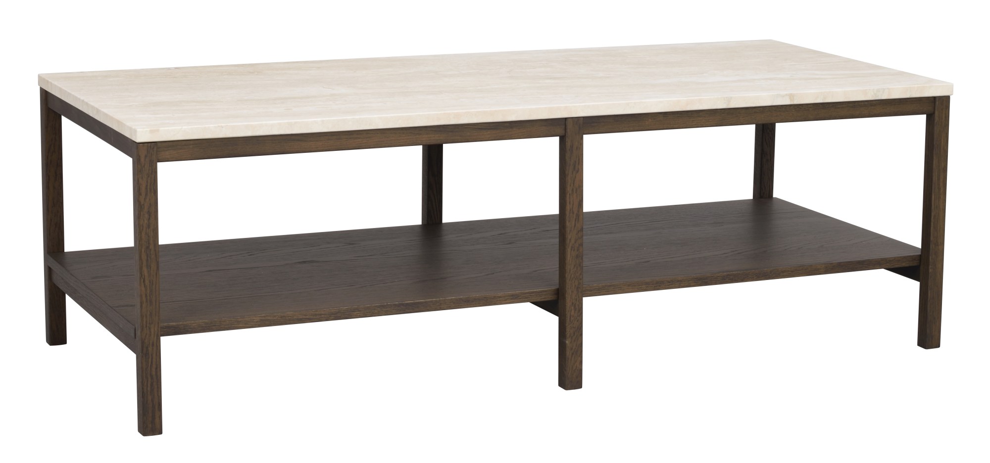 Hochwertiger Couchtisch Orwel, 140x60cm, Travertin, Eiche Braun für jede Einrichtung. Couchtisch Orwel, 140x60cm, Travertin, Eiche Braun