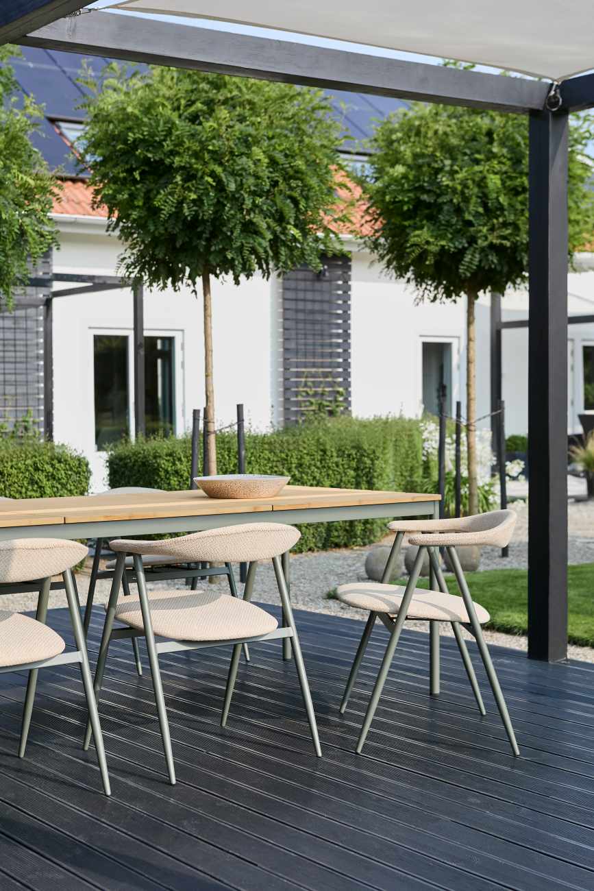 Gartenstuhl Boi mit Armlehne, Grün / Beige