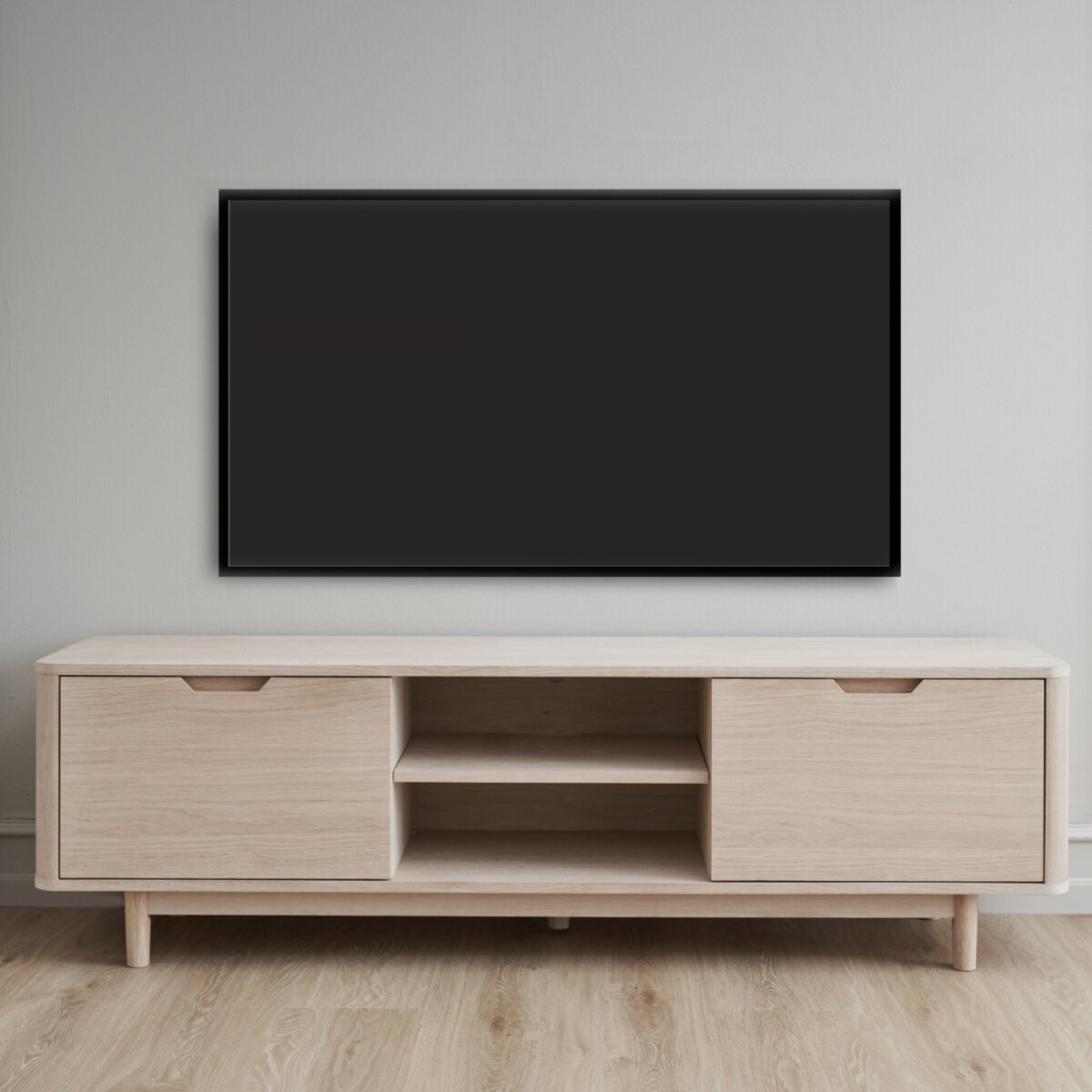 TV-Board Gorbin Eiche Whitewash 180 cm - mit Türen & Soft-Close
