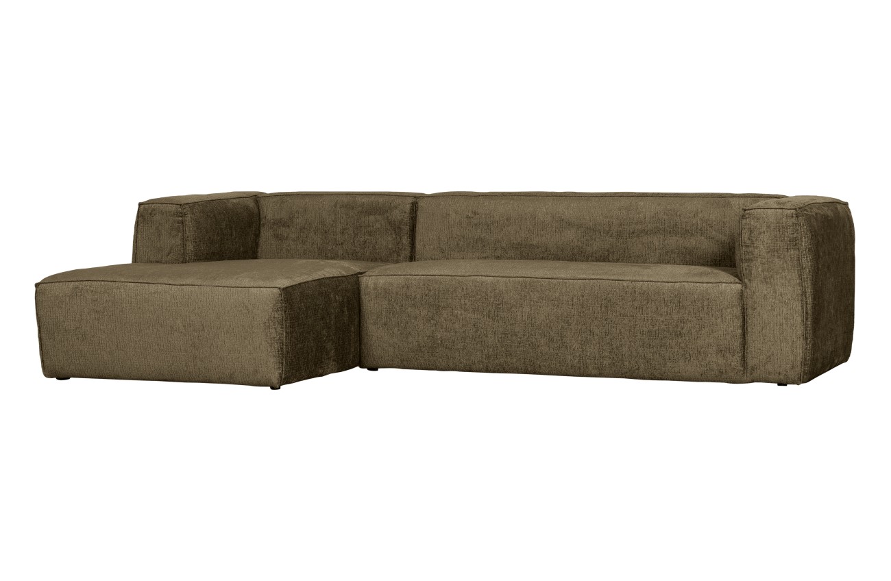 Das Sofa Bean überzeugt mit seinem modernen Stil. Gefertigt wurde es aus Struktursamt, welches einen dunkelbraunen Farbton besitzt. Das Gestell ist aus Kunststoff und hat eine schwarze Farbe. Das Sofa in der Ausführung Links besitzt eine Größe von 305x175