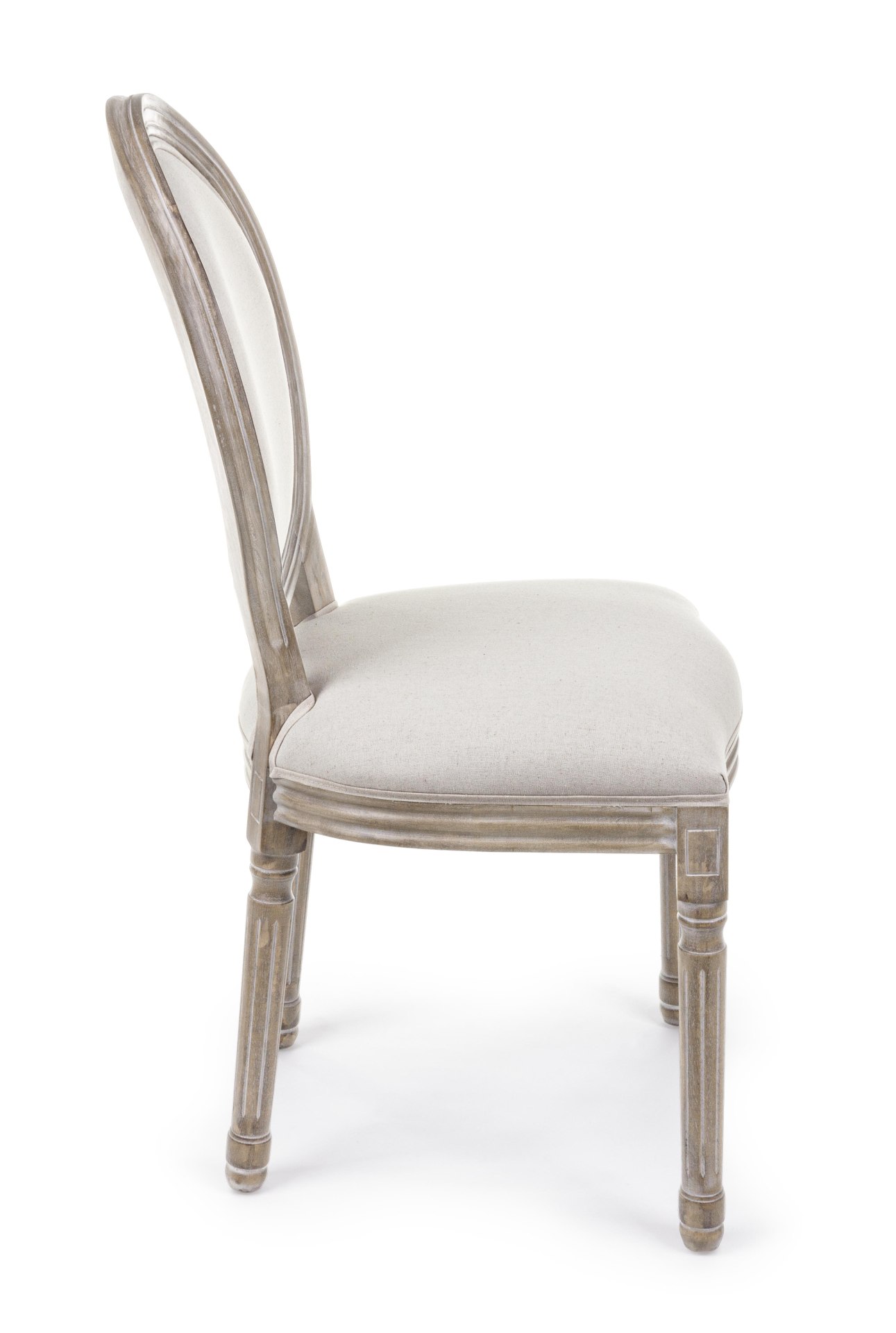 Der Stuhl Mathilde überzeugt mit seinem klassischem Design gefertigt wurde der Stuhl aus Birkenholz, welches natürlich gehalten ist. Die Sitz- und Rückenfläche ist aus einem Stoff-Bezug, welcher einen weißen Farbton besitzt und ein Mix aus Baumwolle und L