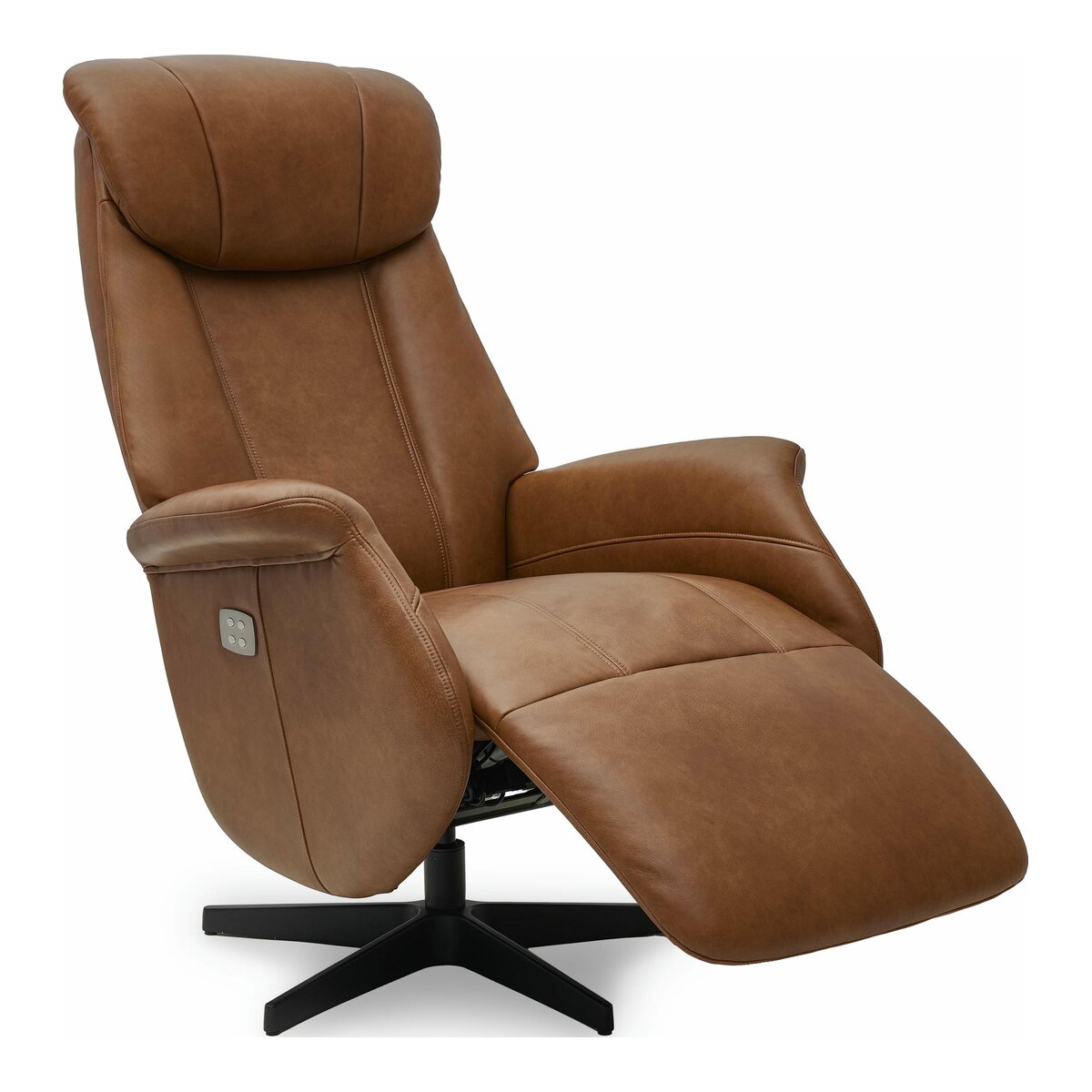 Relaxsessel Azano elektrisch Leder Cognac - Drehsessel mit Liegefunktion & Fußstütze | Cognac