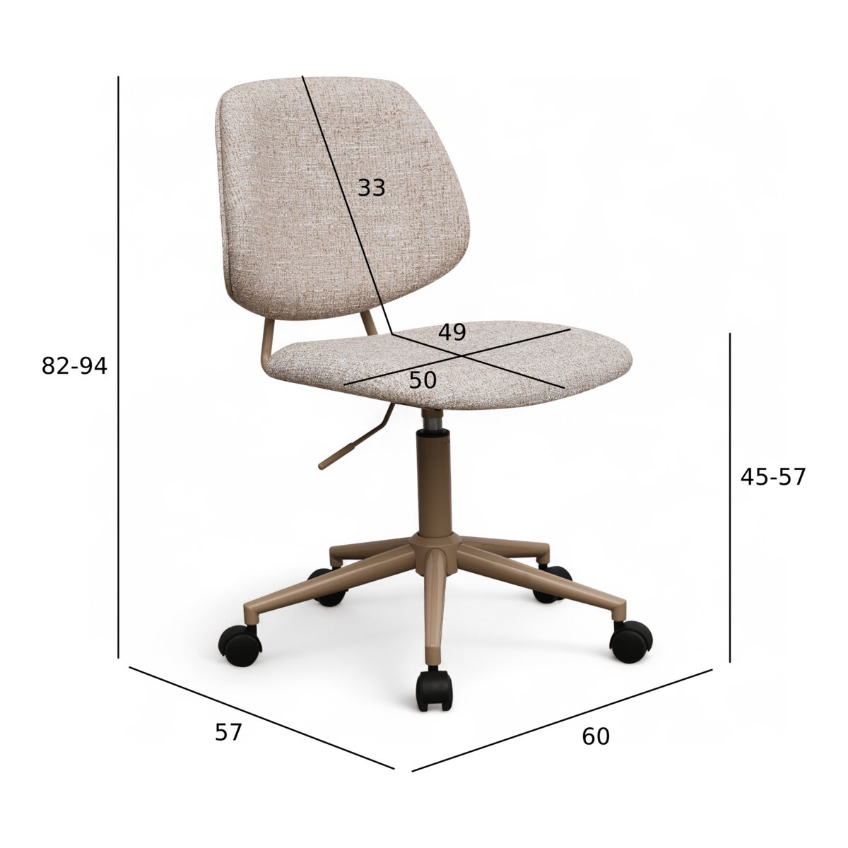 Bürostuhl Otal aus Boucle - Drehbar, Höhenverstellbar, Neigbar, Beige