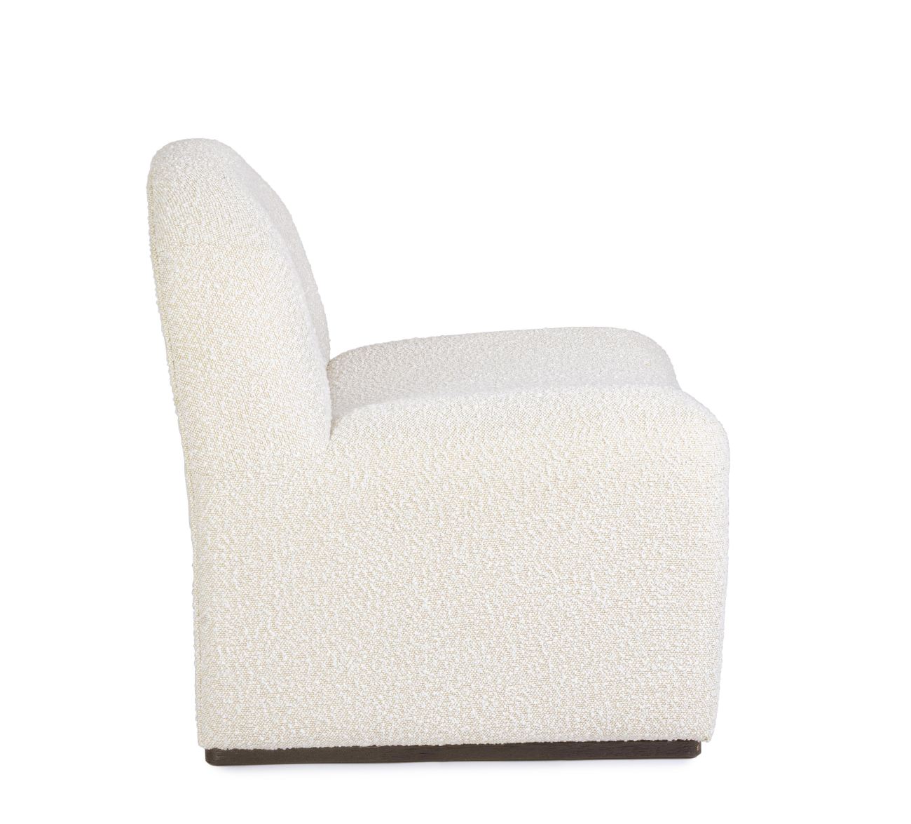 Der Sessel Bassilla überzeugt mit seinem modernen Stil. Gefertigt wurde er aus Boucle-Stoff, welcher einen natürlichen Farbton besitzt. Der Sessel besitzt eine Sitzhöhe von 42 cm.